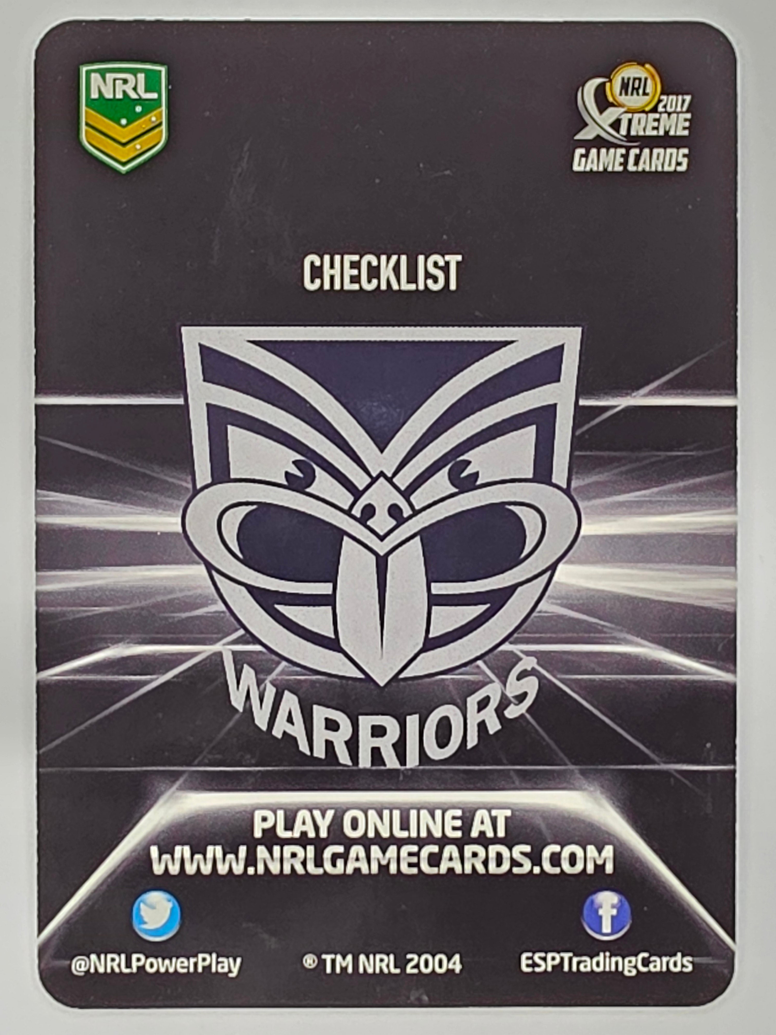 NRL 2017 Extreme | Parallel #P141 Warriors Checklist | New Zealand Warriors