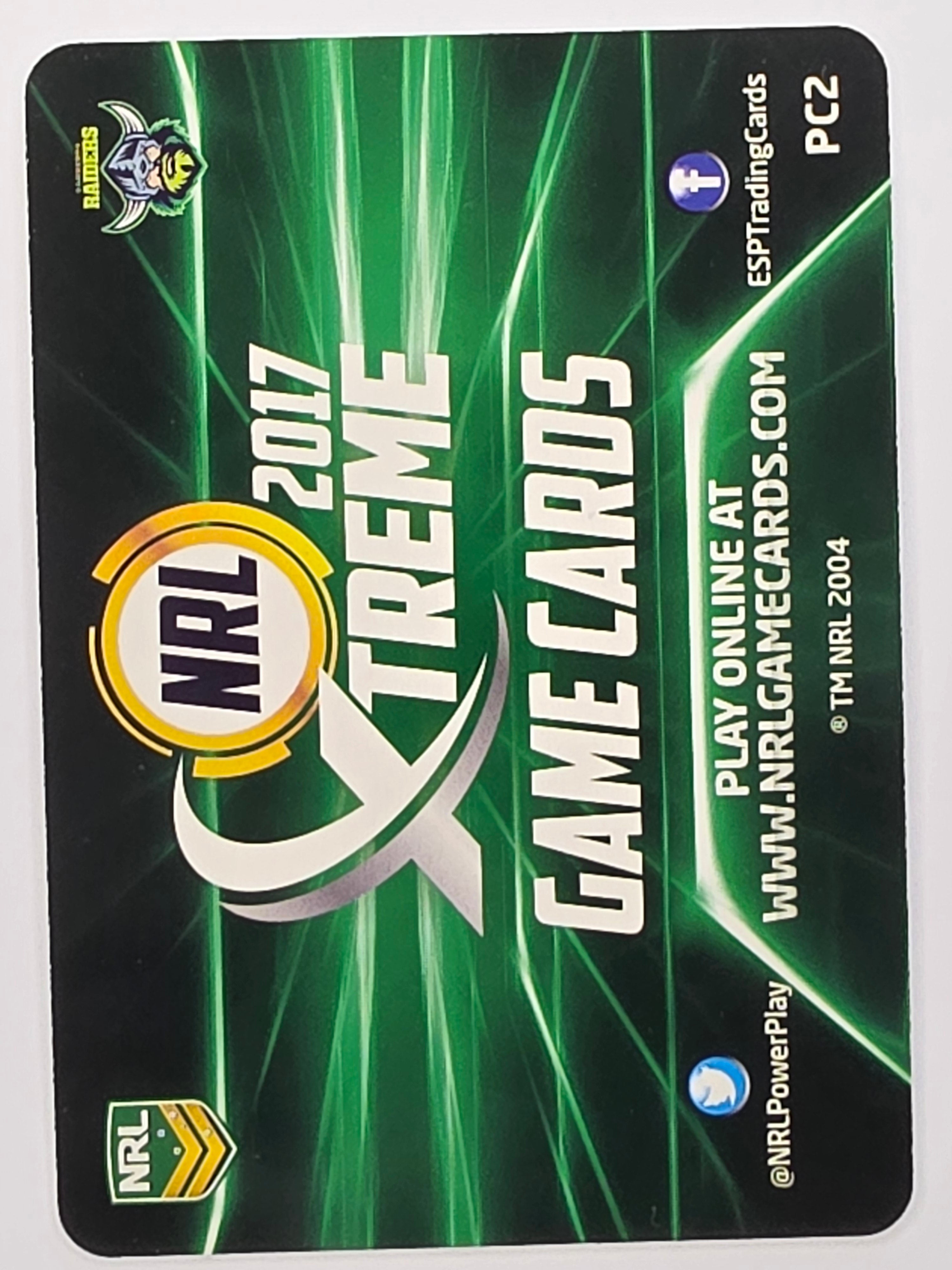 NRL 2017 Extreme | Power Cards #PC2 | Jordan Rapana | Canberra Raiders