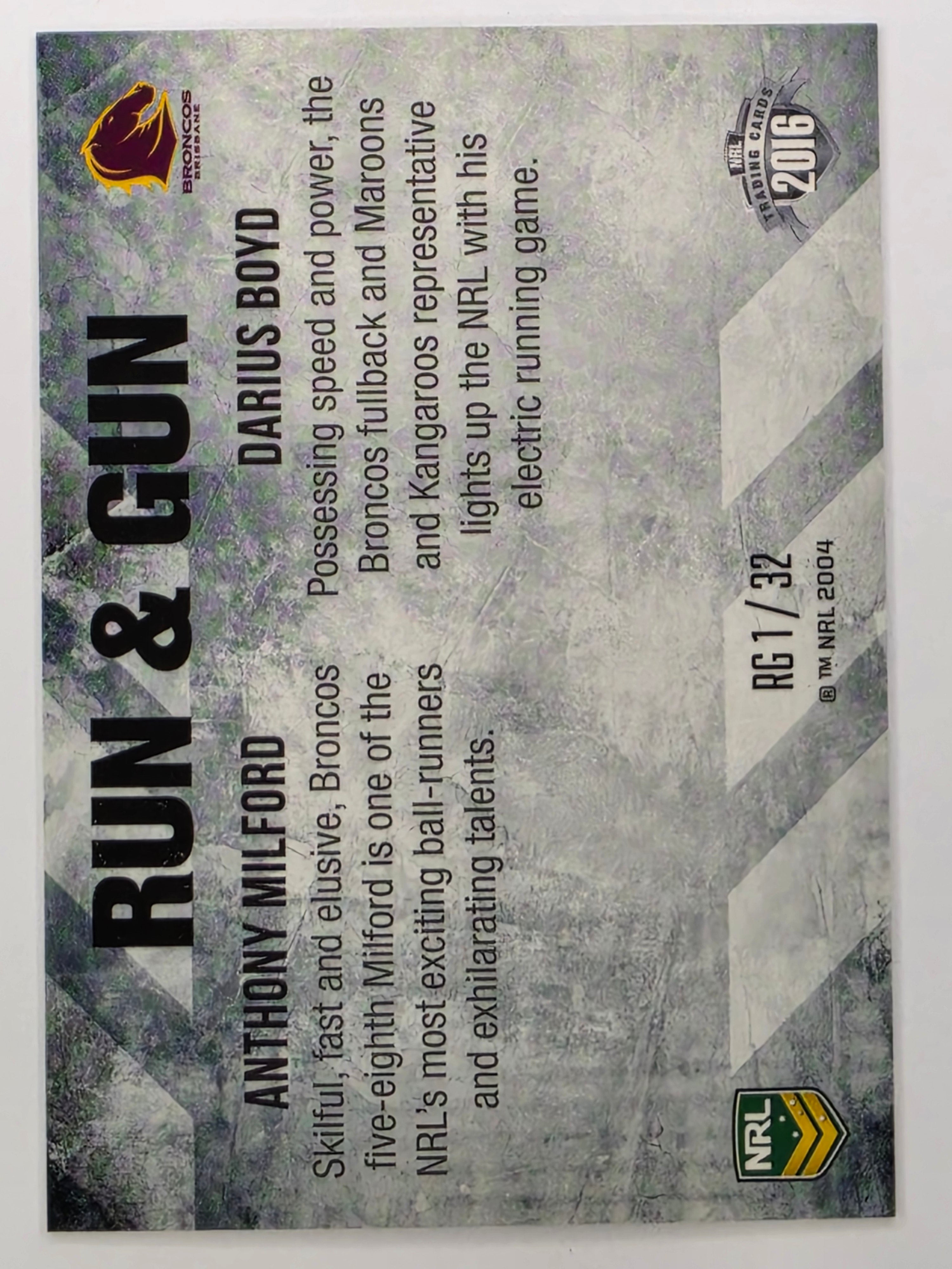 NRL 2016 Elite | Run & Gun #RG1 Milford / Boyd | Brisbane Broncos