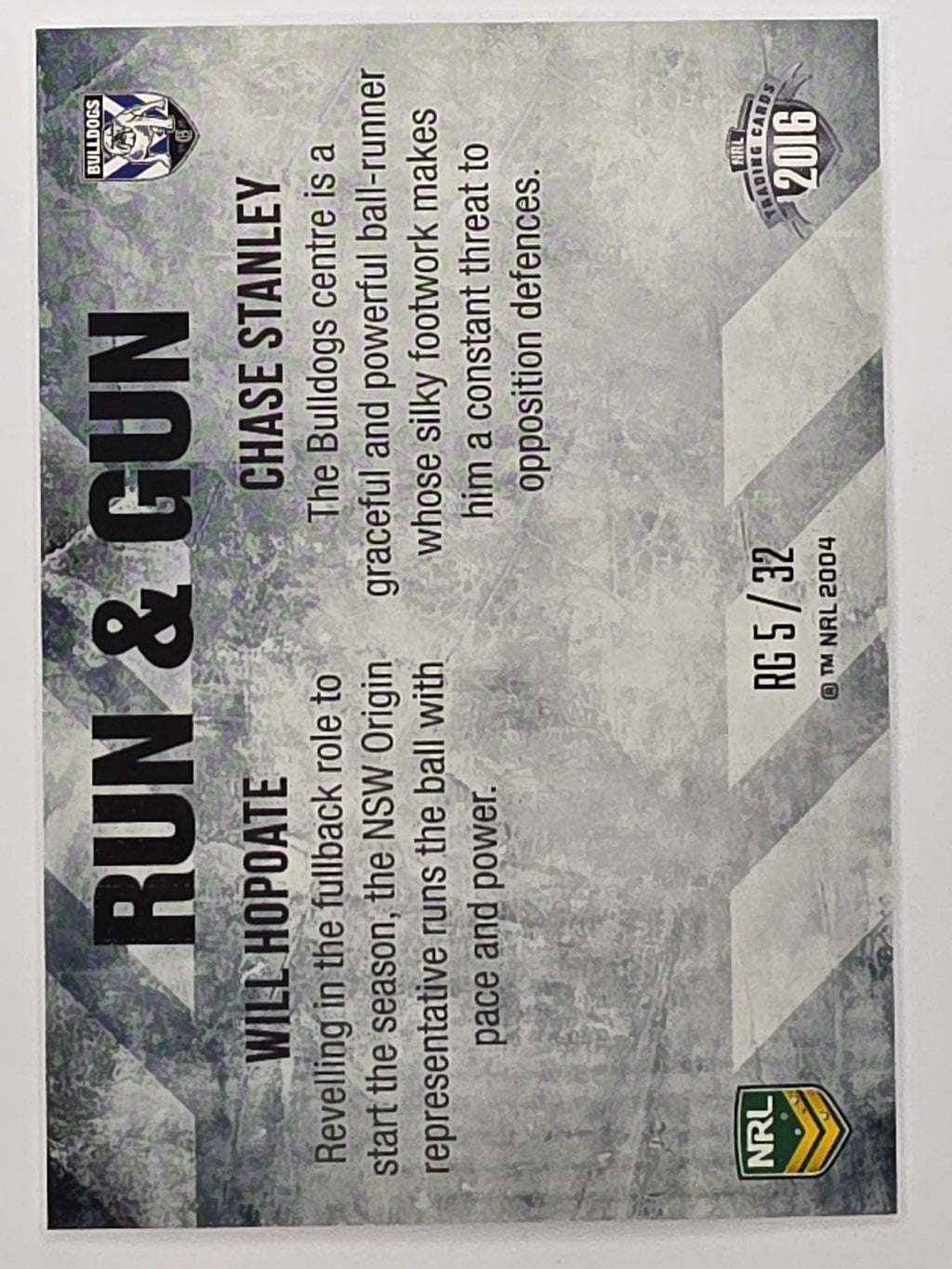 NRL 2016 Elite | Run & Gun #RG5 Hopoate / Stanley | Canterbury Bankstown Bulldogs