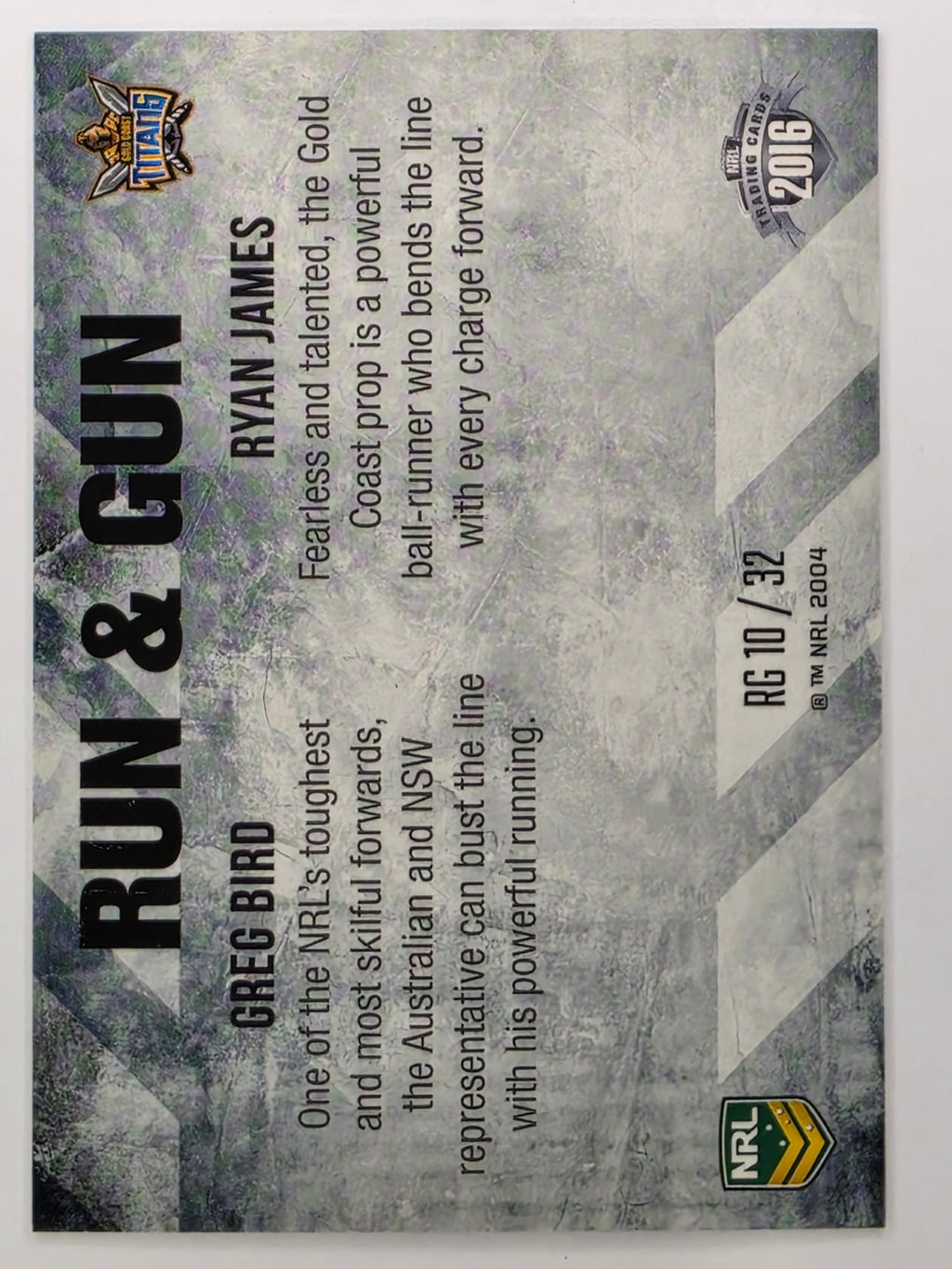 NRL 2016 Elite | Run & Gun #RG10 Bird / James | Gold Coast Titans