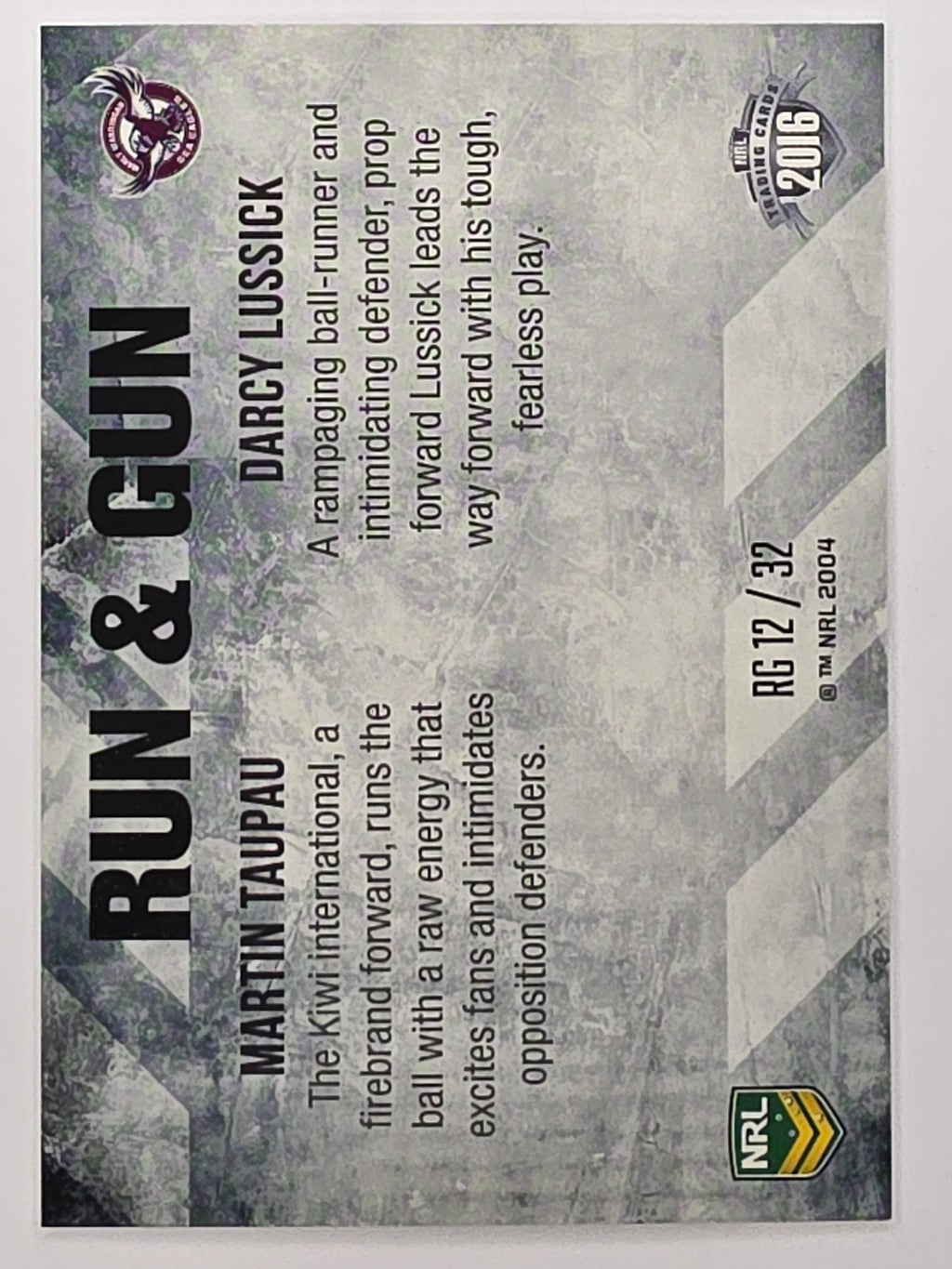 NRL 2016 Elite | Run & Gun #RG12 Taupau / Lussick | Manly Warringah Sea Eagles