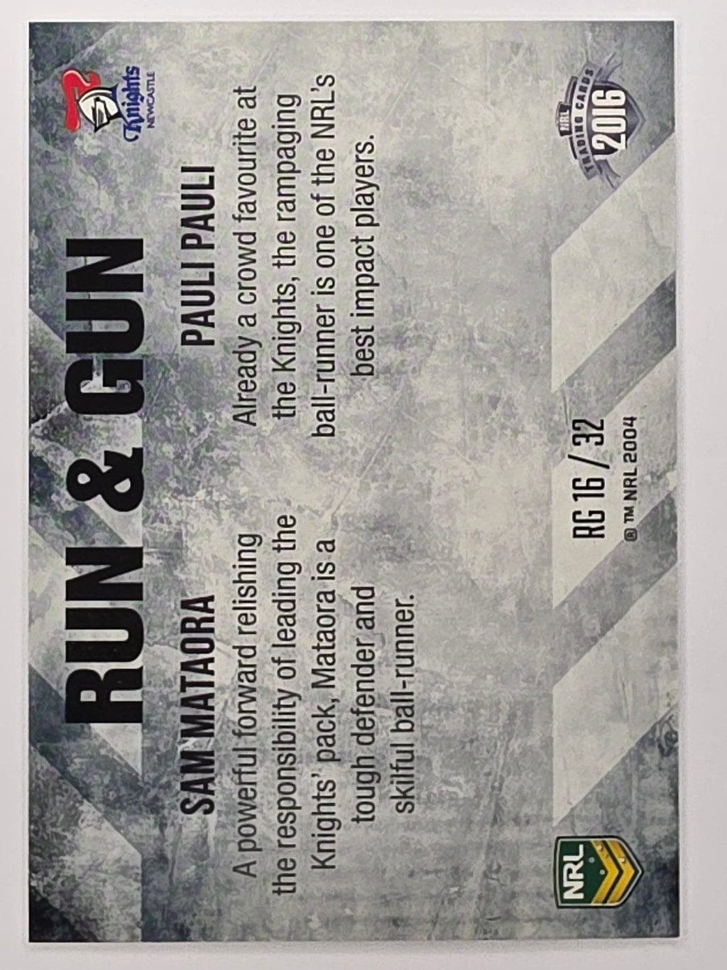 NRL 2016 Elite | Run & Gun #RG16 Mataora / Pauli | Newcastle Knights