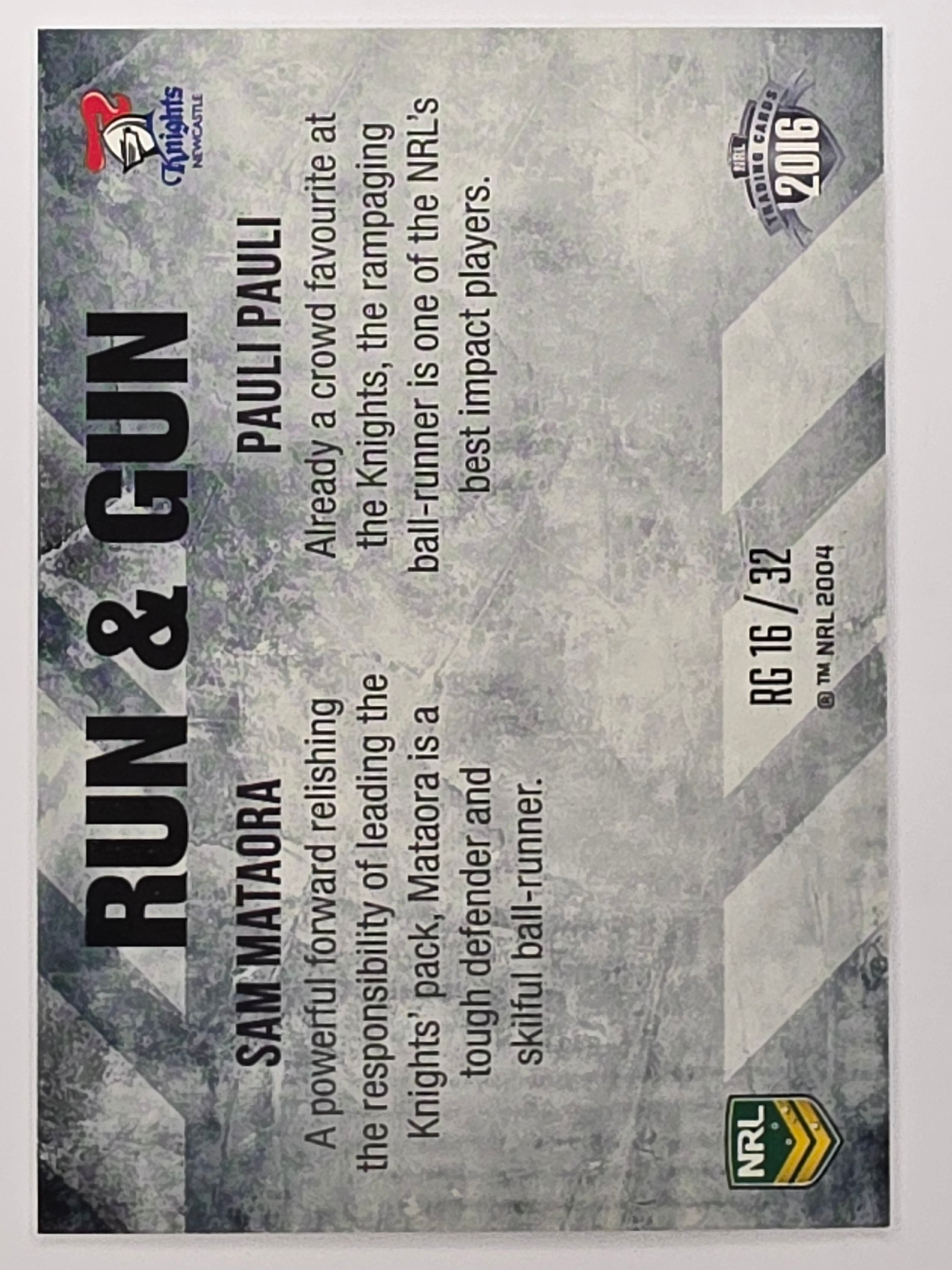 NRL 2016 Elite | Run & Gun #RG16 Mataora / Pauli | Newcastle Knights