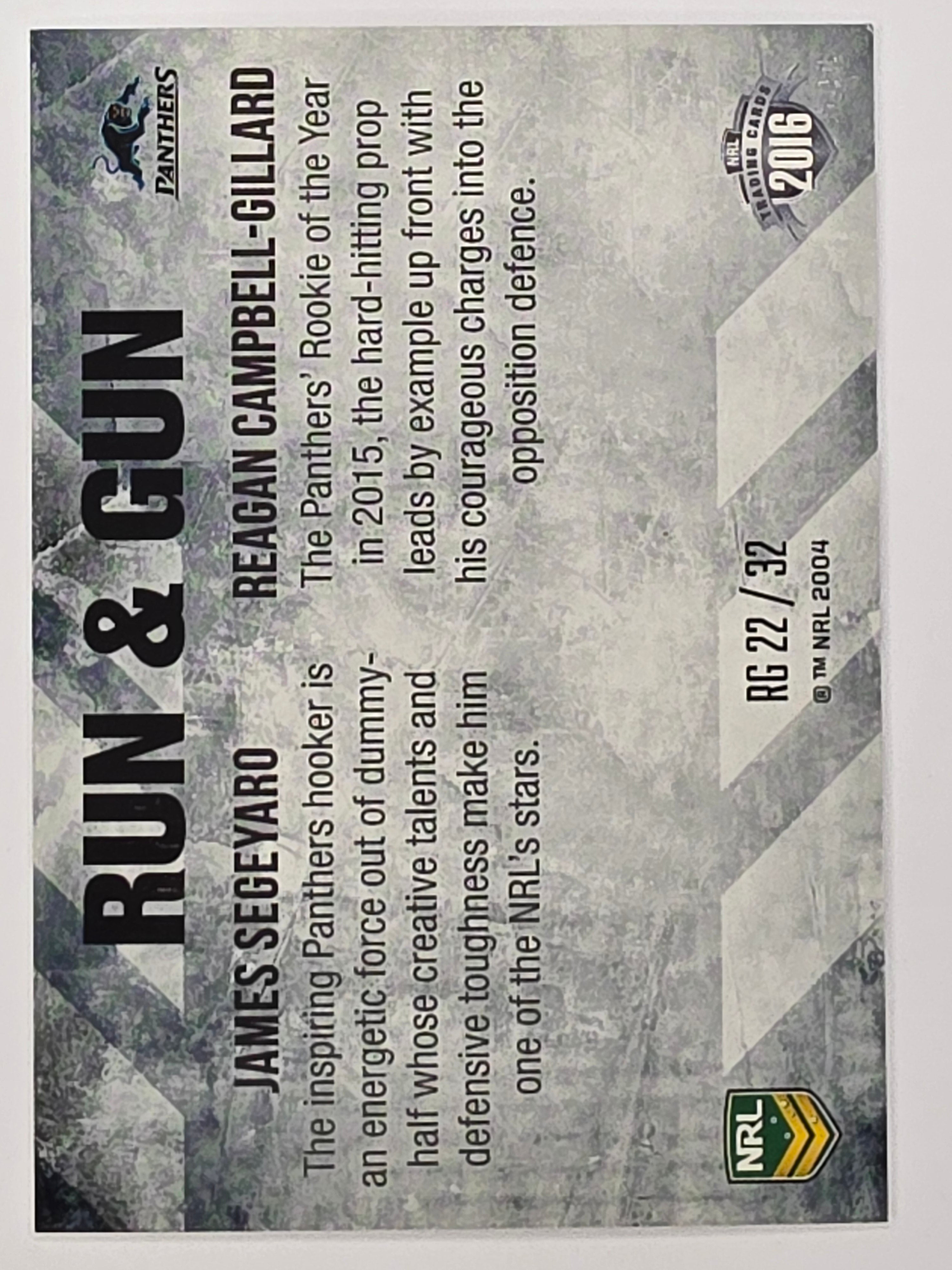 NRL 2016 Elite | Run & Gun #RG22 Segeyaro / Campbell-Gillard | Penrith Panthers