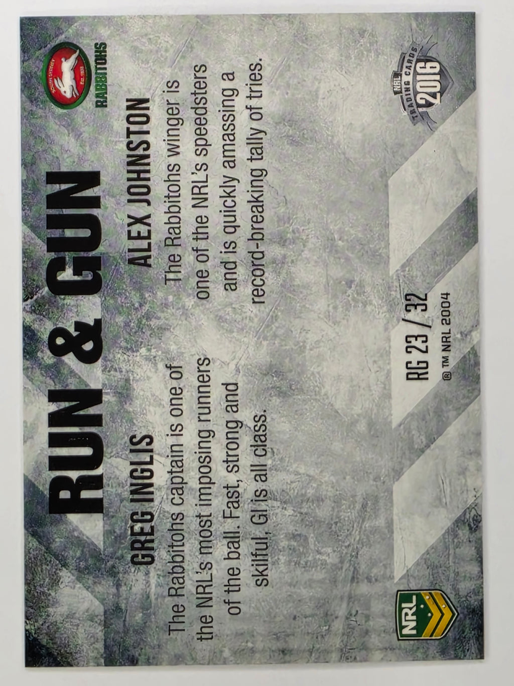 NRL 2016 Elite | Run & Gun #RG23 Inglis / Johnston | South Sydney Rabbitohs