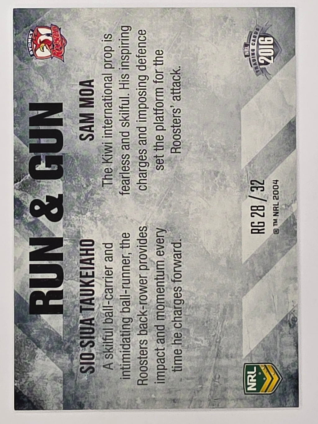 NRL 2016 Elite | Run & Gun #RG28 Taukeiaho / Moa | Sydney Roosters
