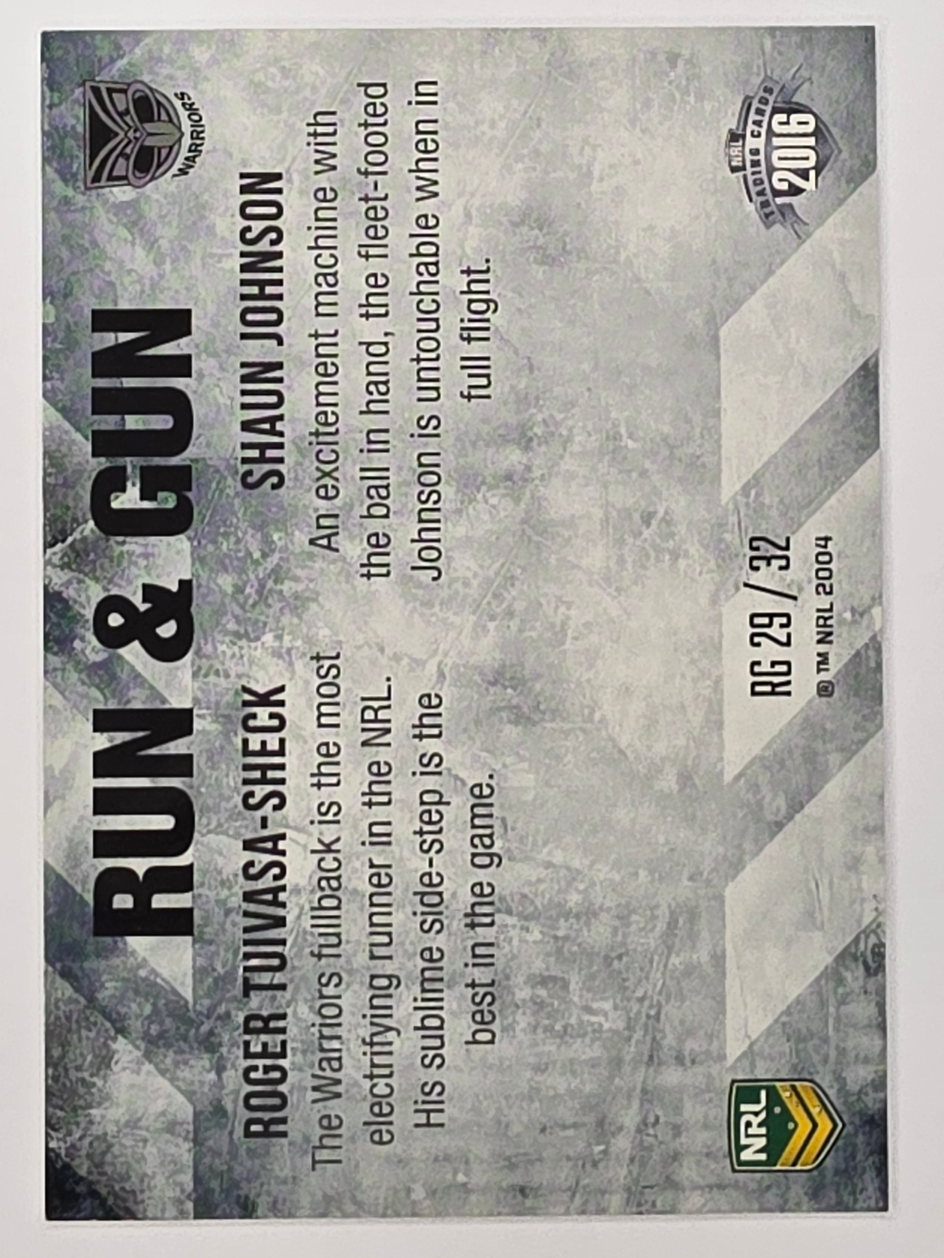NRL 2016 Elite | Run & Gun #RG29 Tuivasa-Sheck / Johnson | New Zealand Warriors