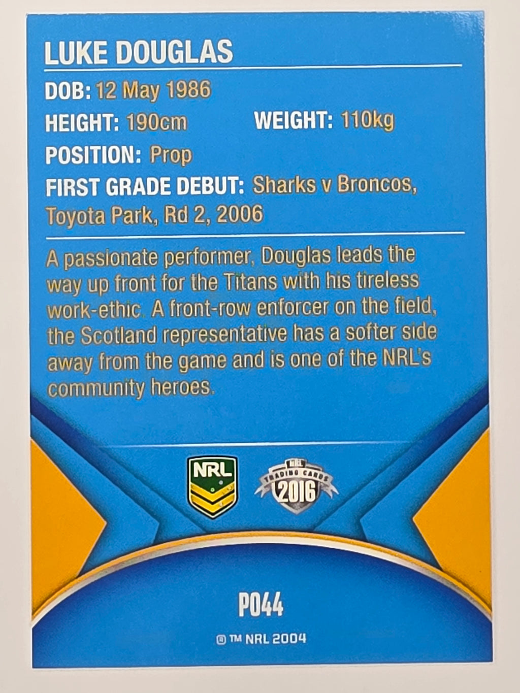 NRL 2016 Traders | Silver Parallel #P044 Luke Douglas Gold Coast Titans