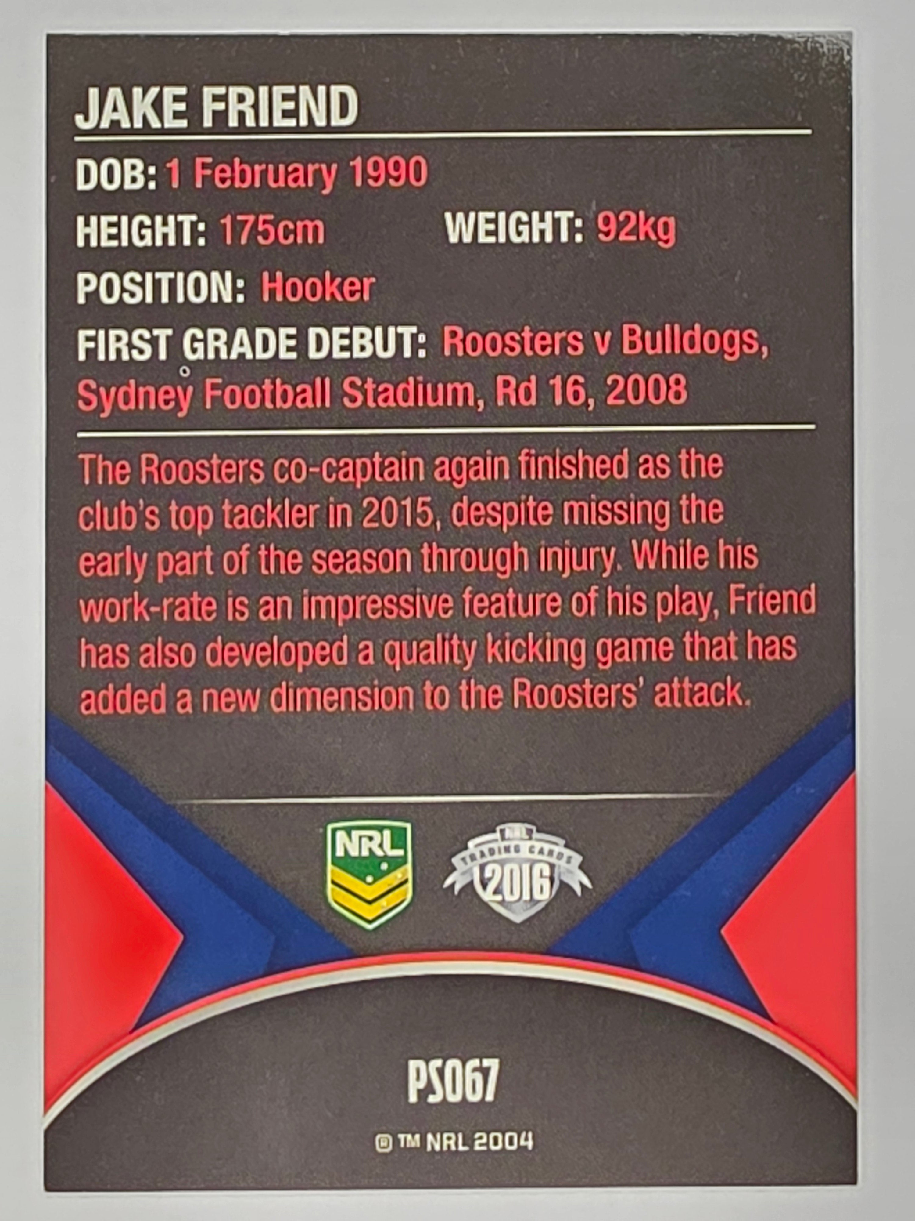NRL 2016 Traders | Black Parallel #PS067 Jake Friend Sydney Roosters