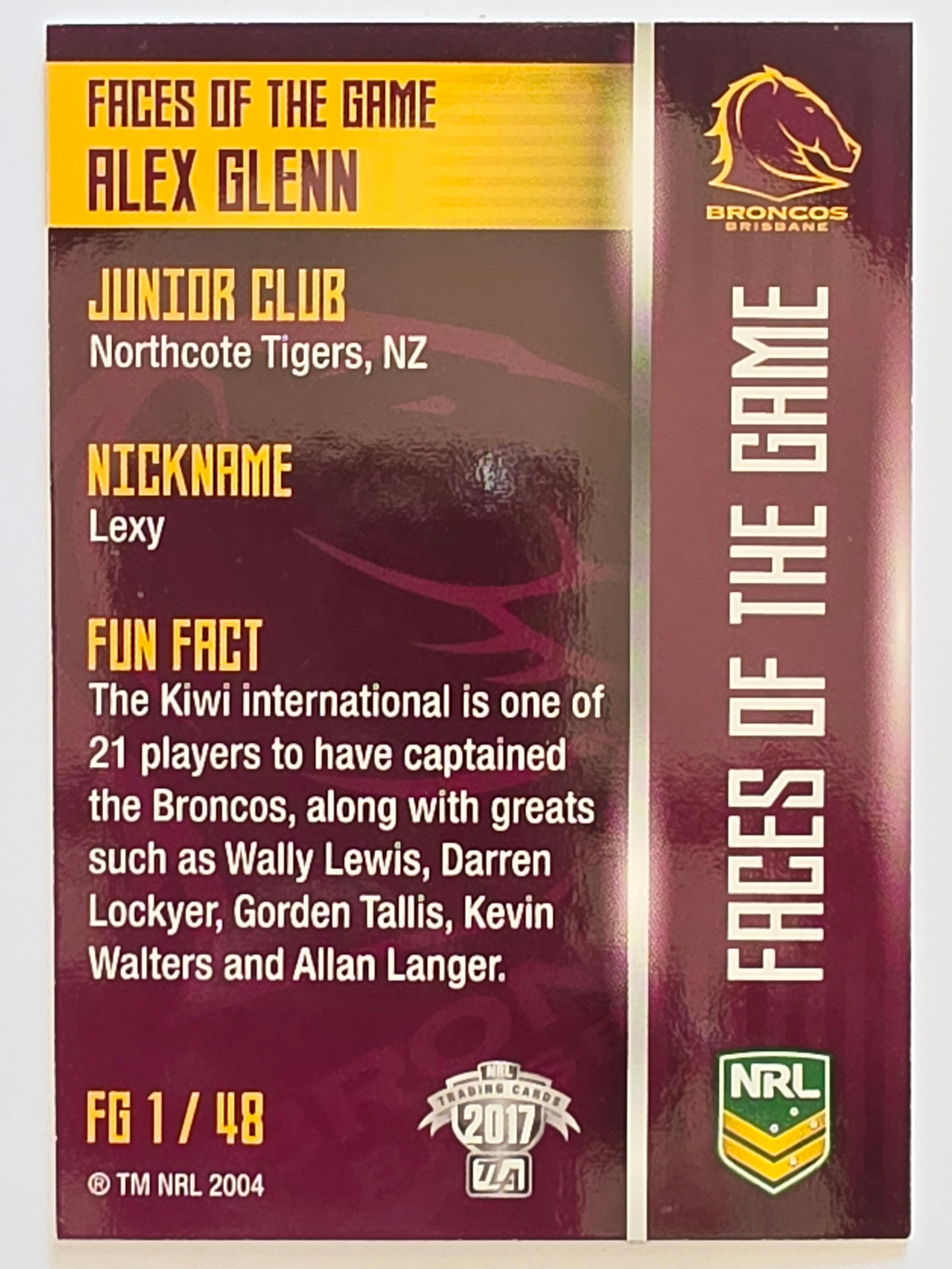 NRL 2017 Traders | Faces of the Game #FG1 | Alex Glenn | Brisbane Broncos