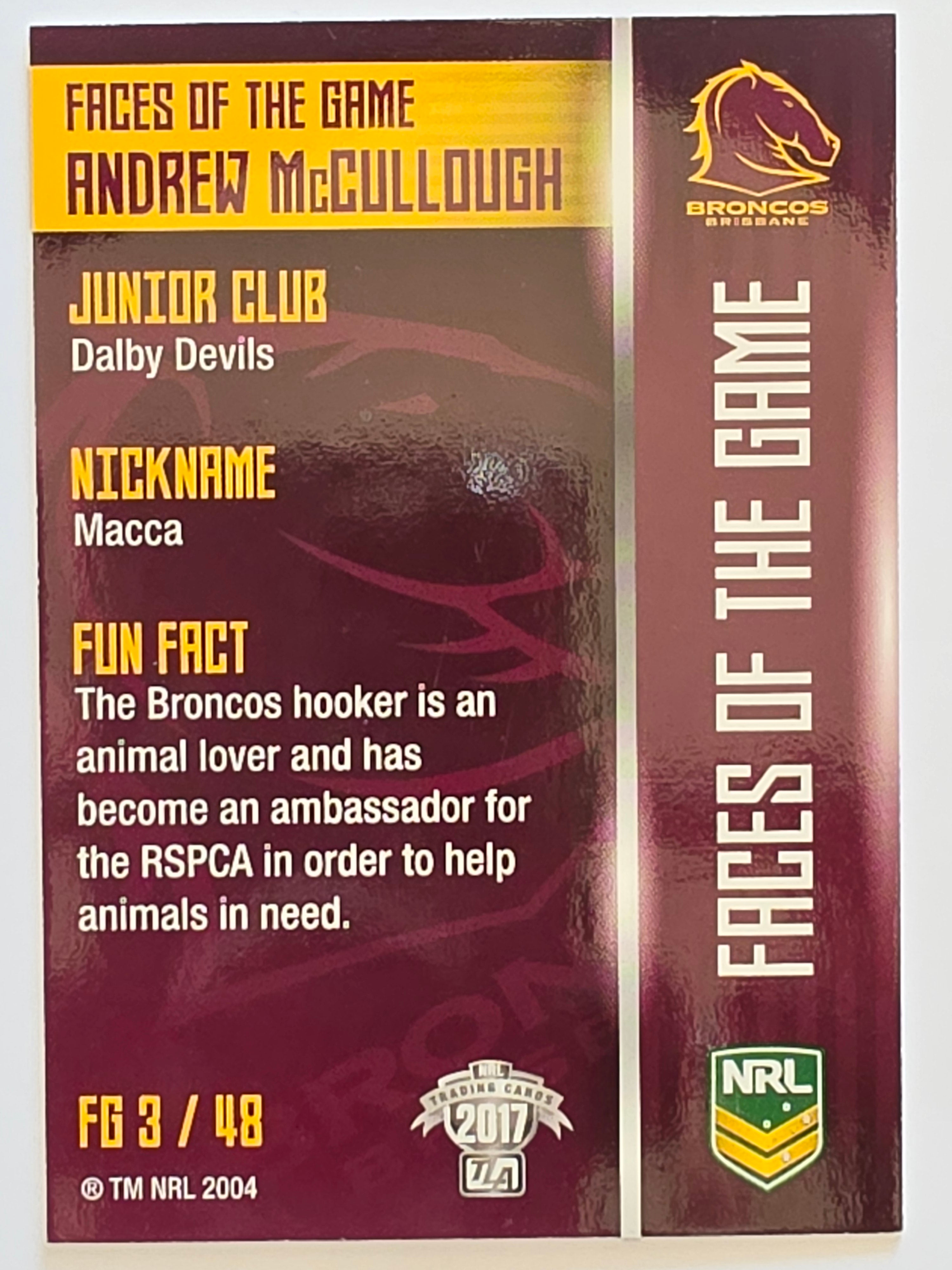 NRL 2017 Traders | Faces of the Game #FG3 | Andrew McCullough | Brisbane Broncos