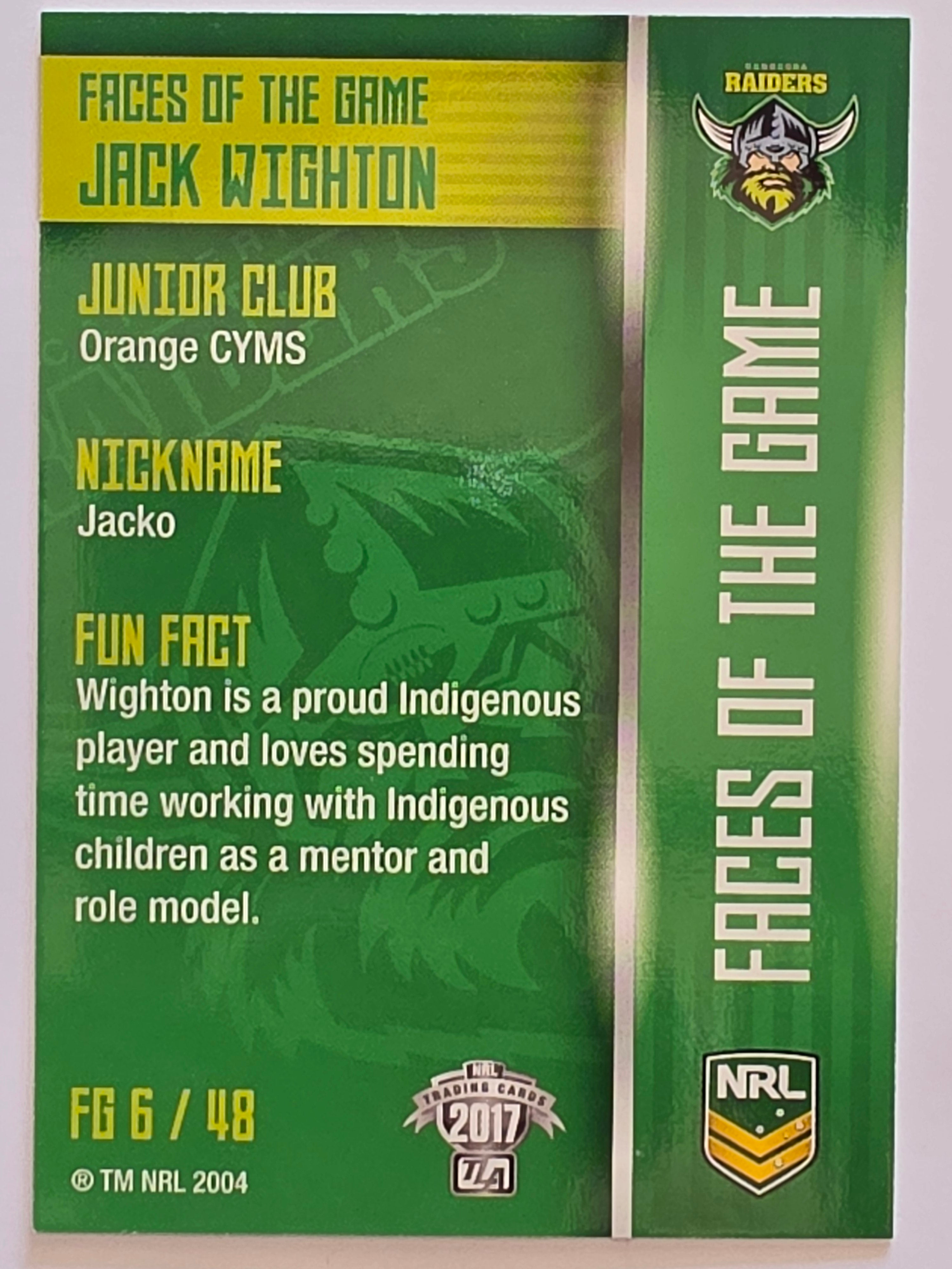 NRL 2017 Traders | Faces of the Game #FG6 | Jack Wighton | Canberra Raiders