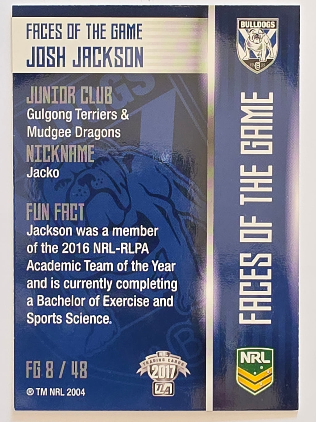 NRL 2017 Traders | Faces of the Game #FG8 | Josh Jackson | Canterbury-Bankstown Bulldogs
