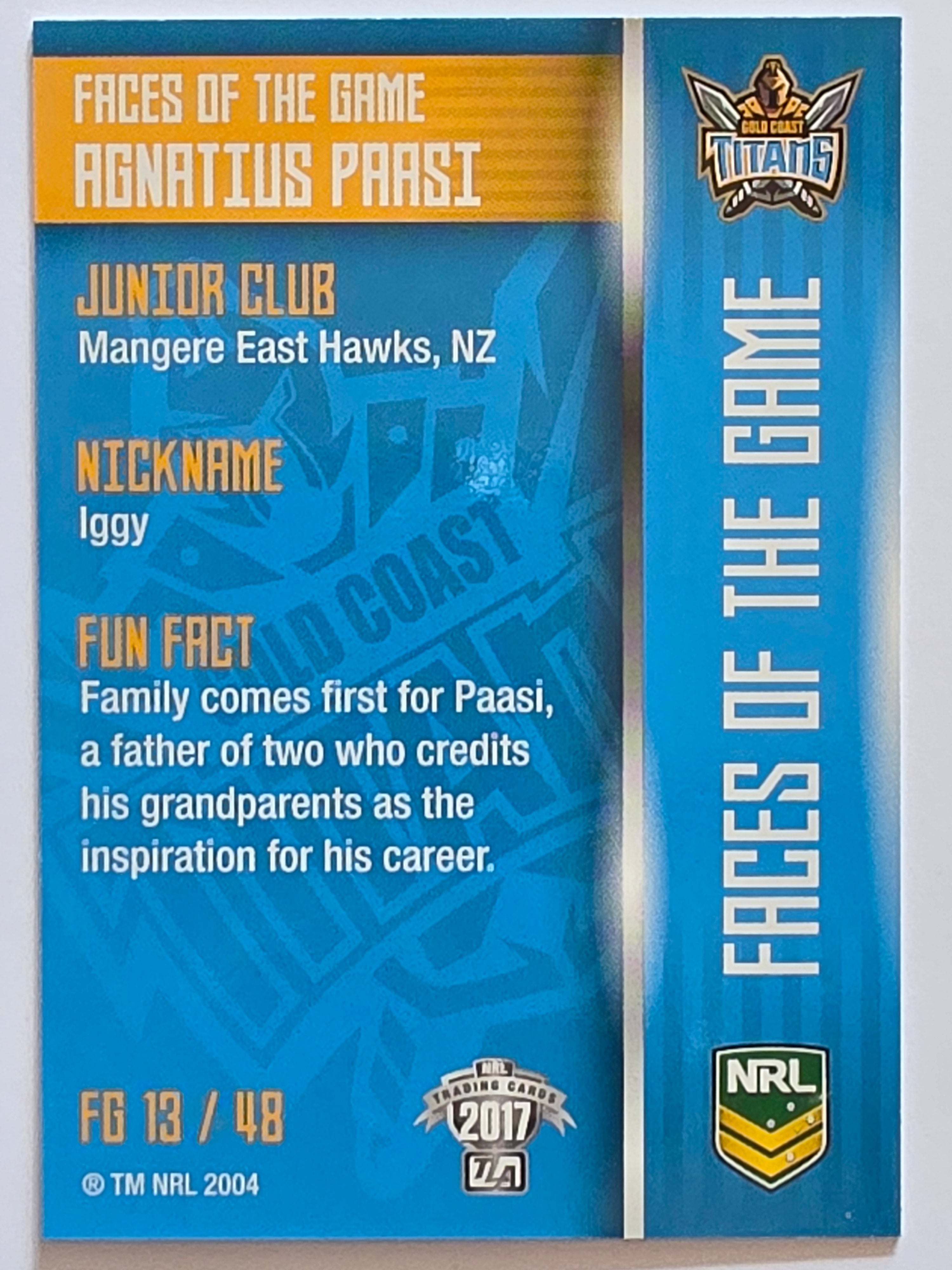 NRL 2017 Traders | Faces of the Game #FG13 | Agnatius Paasi | Gold Coast Titans