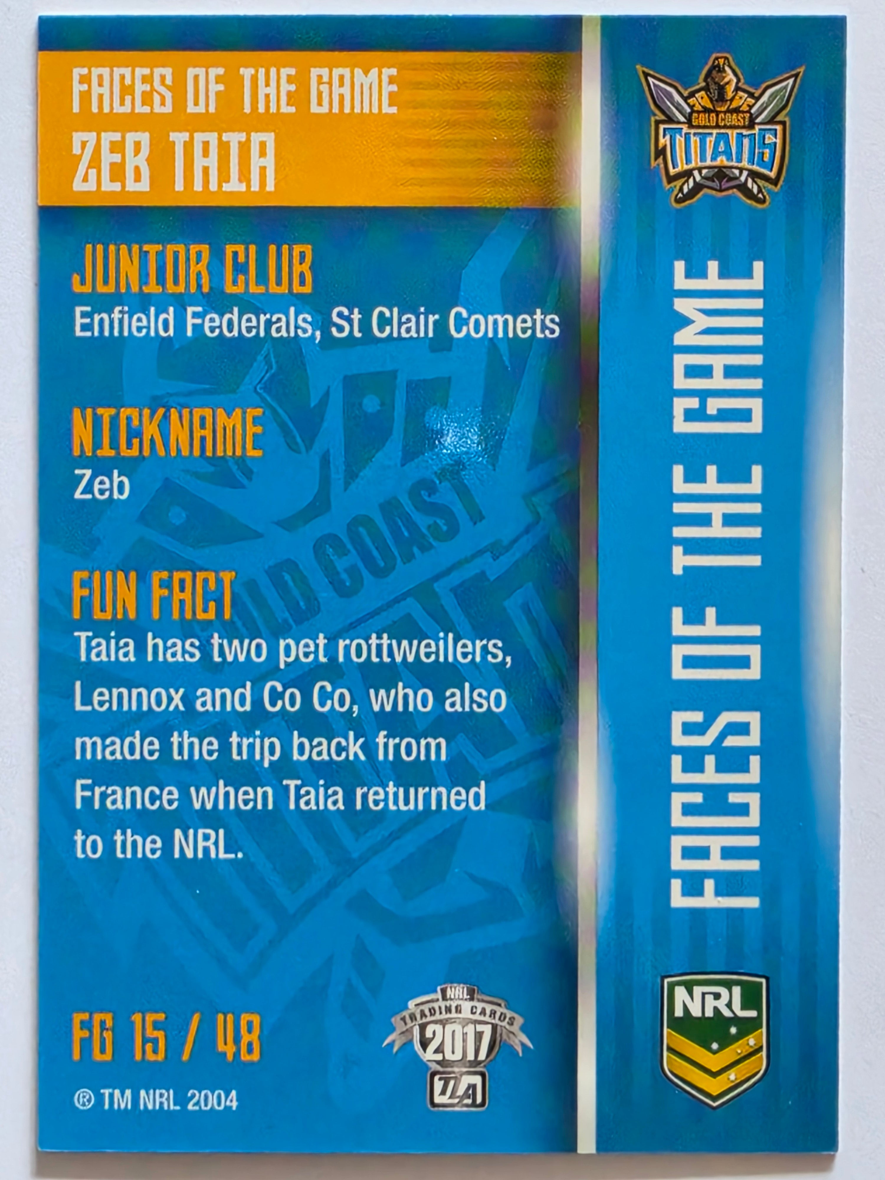 NRL 2017 Traders | Faces of the Game #FG15 | Zeb Taia | Gold Coast Titans