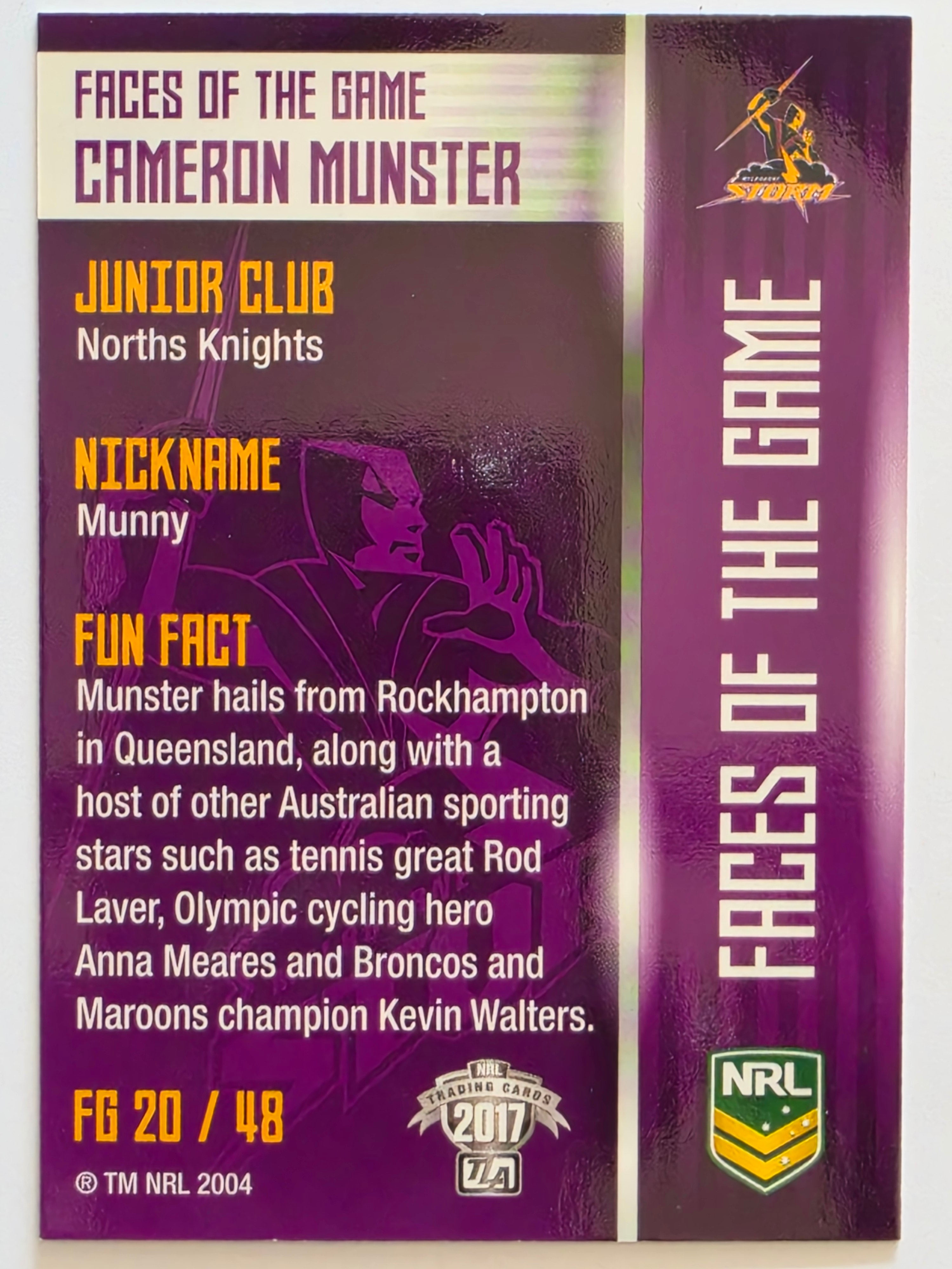 NRL 2017 Traders | Faces of the Game #FG20 | Cameron Munster | Melbourne Storm