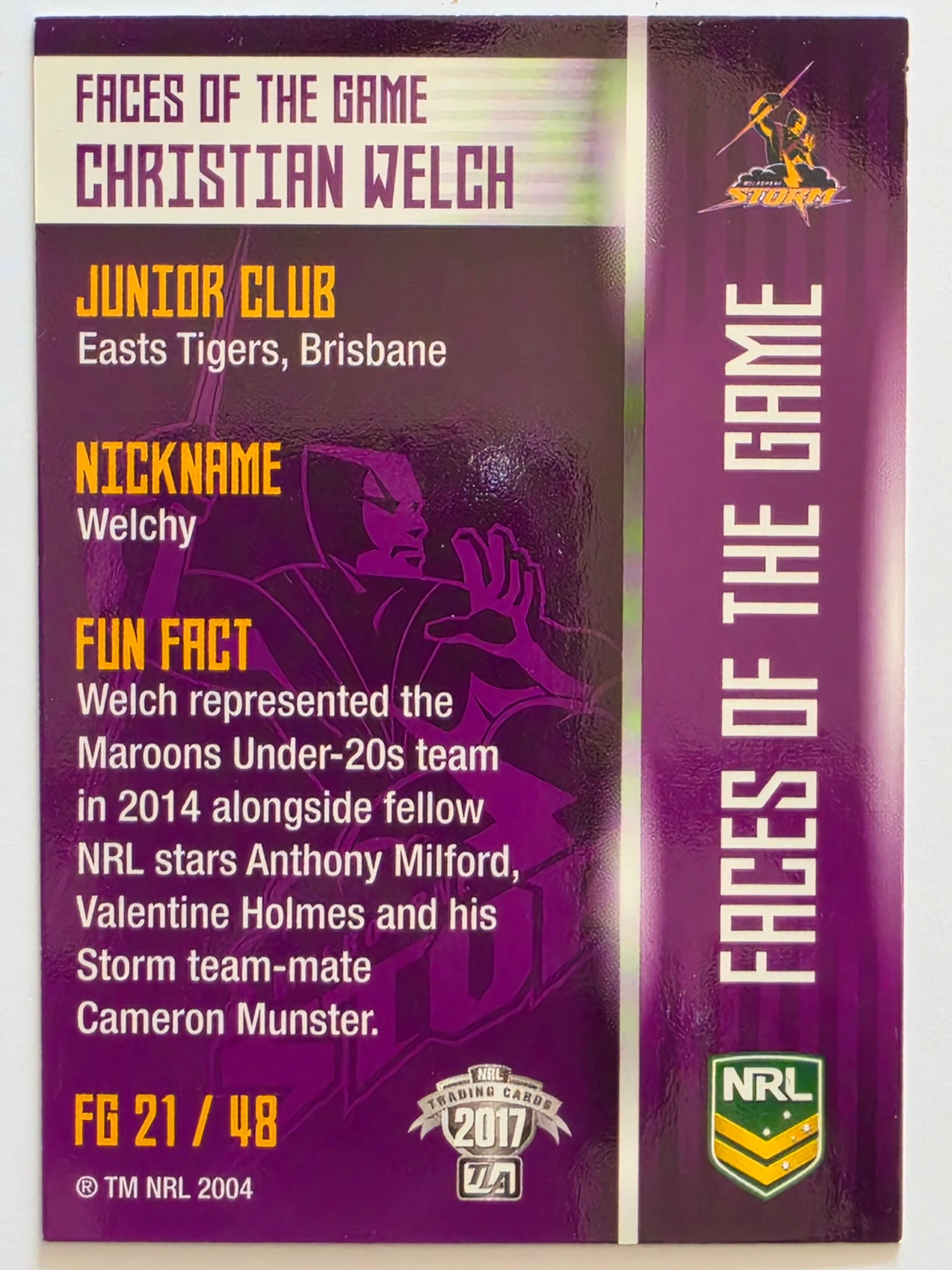 NRL 2017 Traders | Faces of the Game #FG21 | Christian Welch | Melbourne Storm