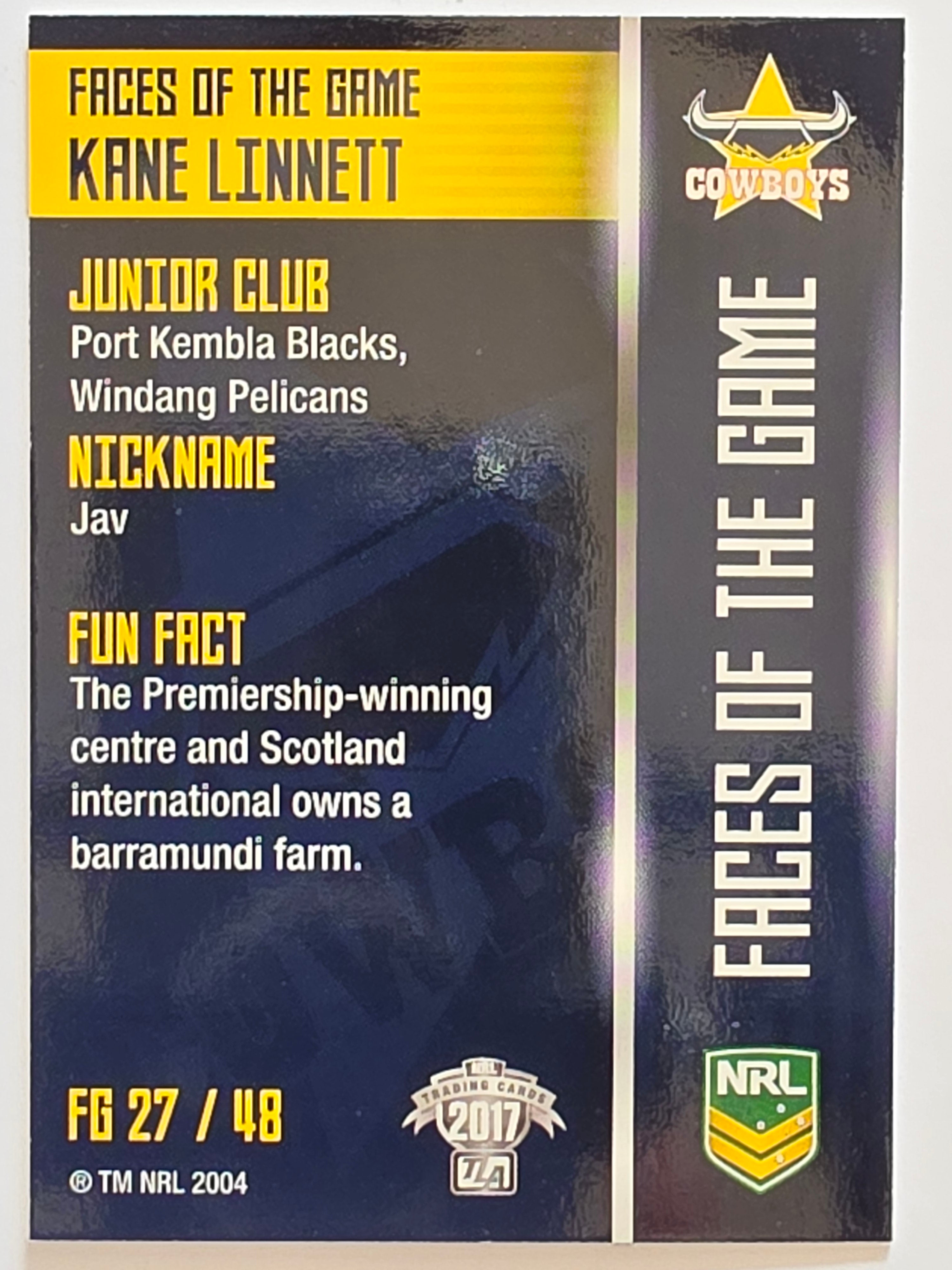 NRL 2017 Traders | Faces of the Game #FG27 | Kane Linnett | North Queensland Cowboys