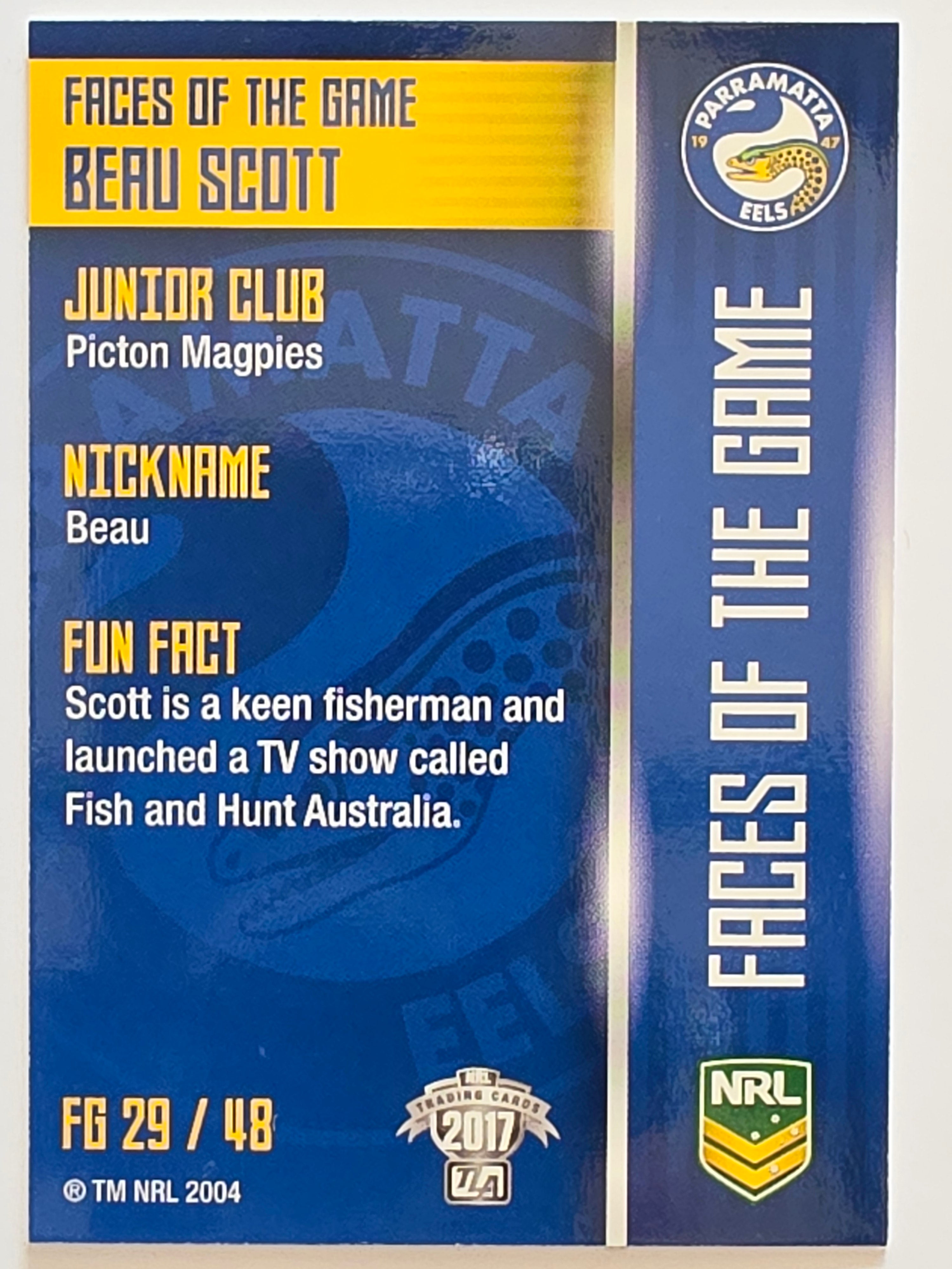 NRL 2017 Traders | Faces of the Game #FG29 | Beau Scott | Parramatta Eels