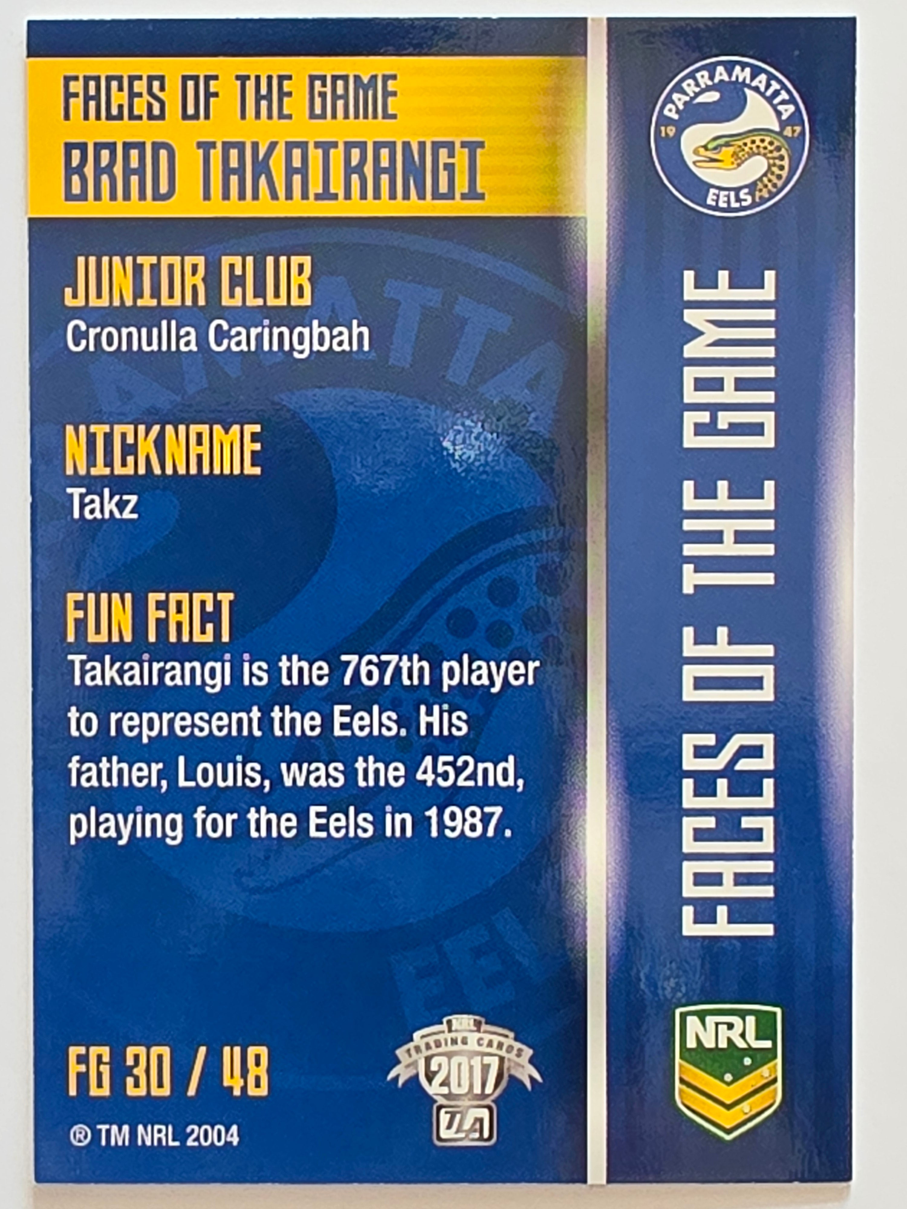 NRL 2017 Traders | Faces of the Game #FG30 | Brad Takairangi | Parramatta Eels