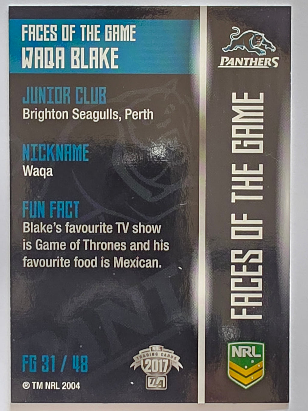 NRL 2017 Traders | Faces of the Game #FG31 | Waqa Blake | Penrith Panthers