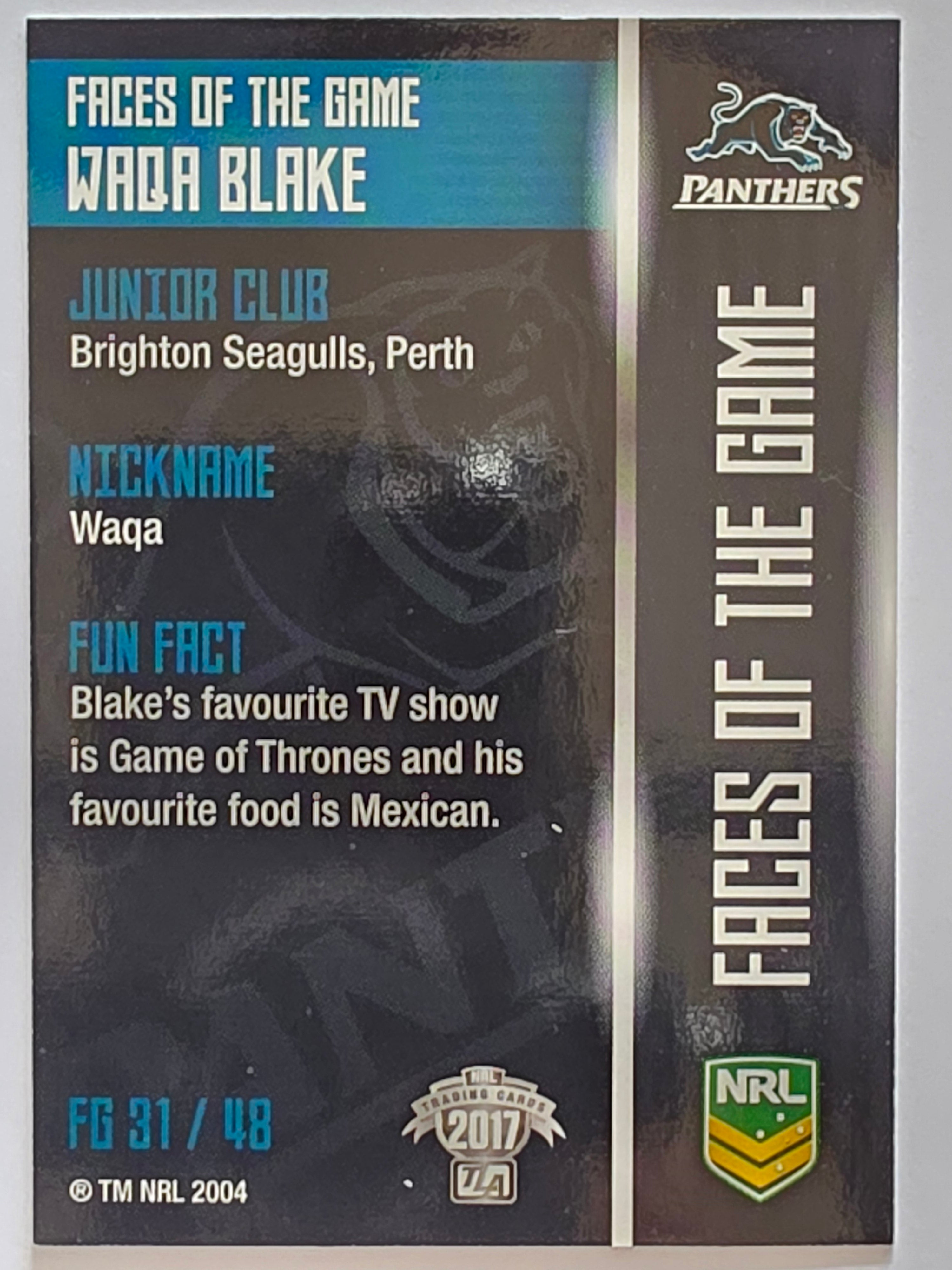 NRL 2017 Traders | Faces of the Game #FG31 | Waqa Blake | Penrith Panthers