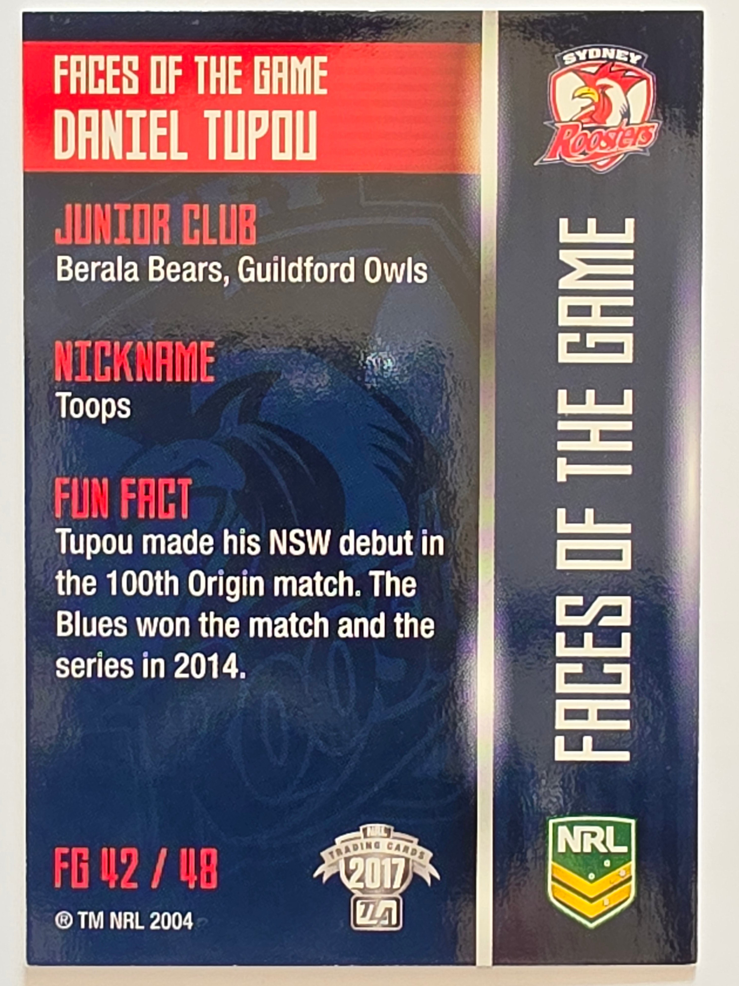 NRL 2017 Traders | Faces of the Game #FG42 | Daniel Tupou | Sydney Roosters