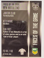 NRL 2017 Traders | Faces of the Game #FG44 | Ben Matulino | New Zealand Warriors