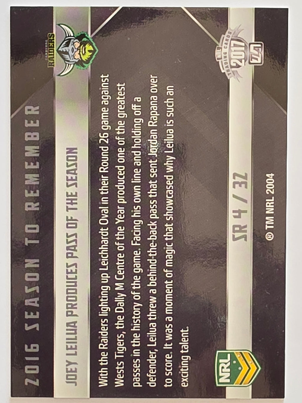 NRL 2017 Traders | Season to Remember #SR4 | Joey Leilua | Canberra Raiders