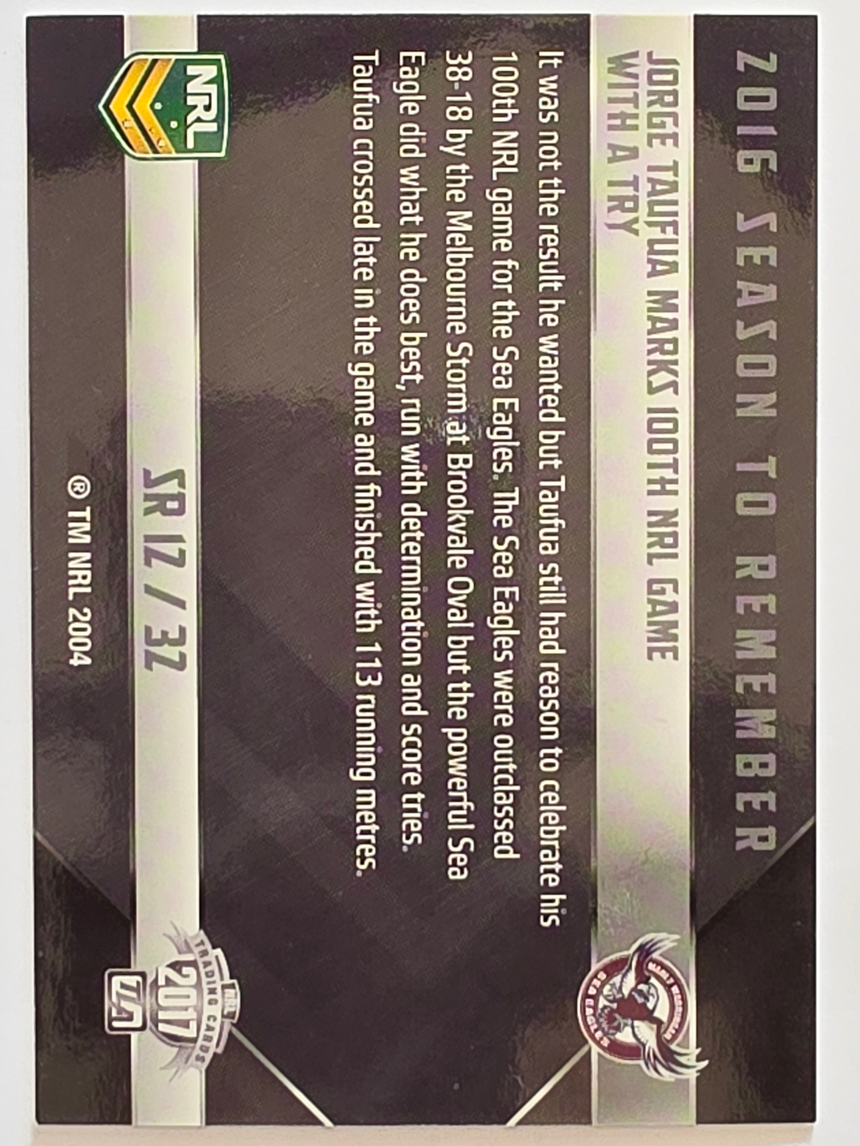 NRL 2017 Traders | Season to Remember #SR12 | Jorge Taufua | Manly Warringah Sea Eagles
