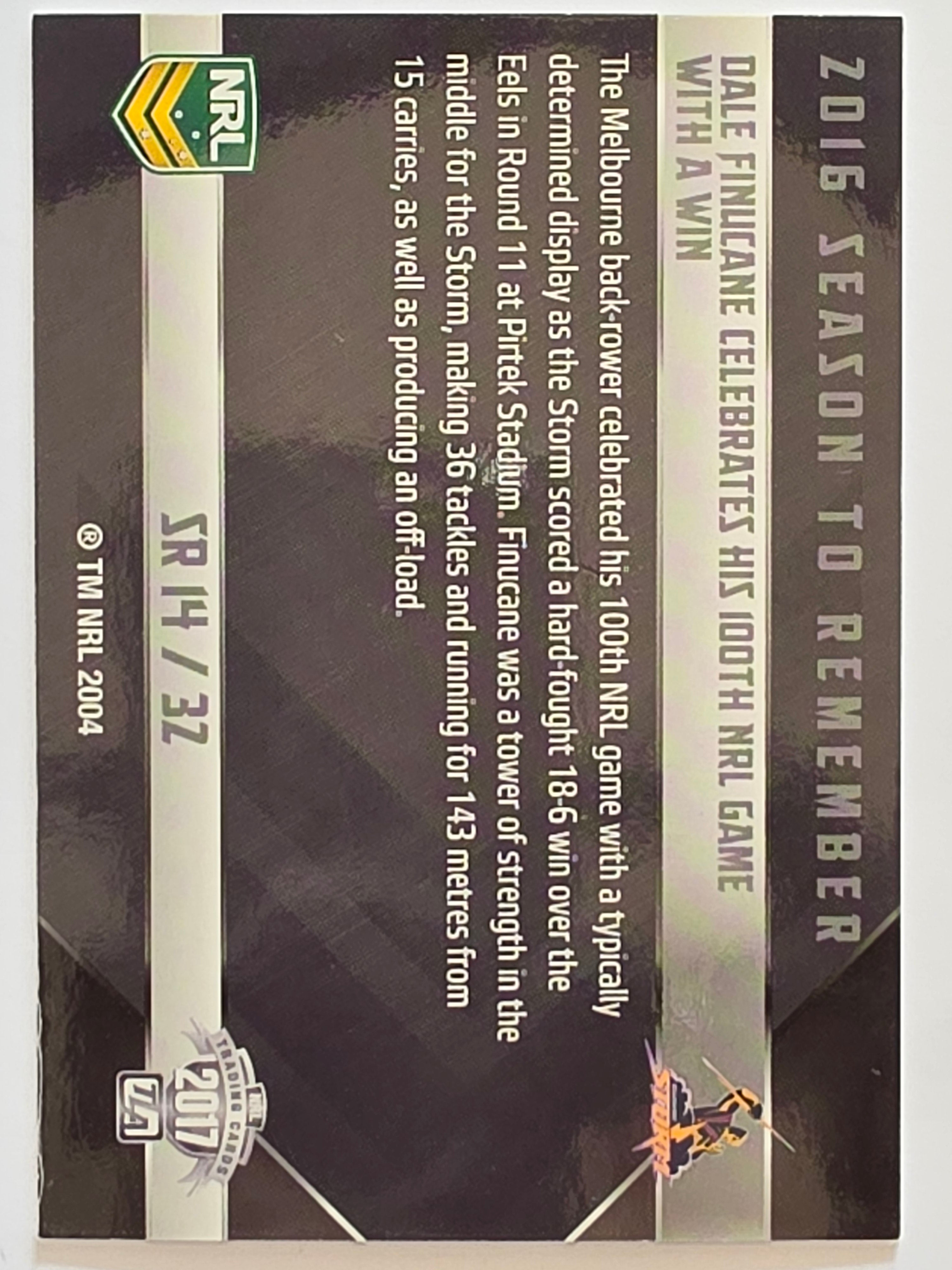 NRL 2017 Traders | Season to Remember #SR14 | Dale Finucane | Melbourne Storm