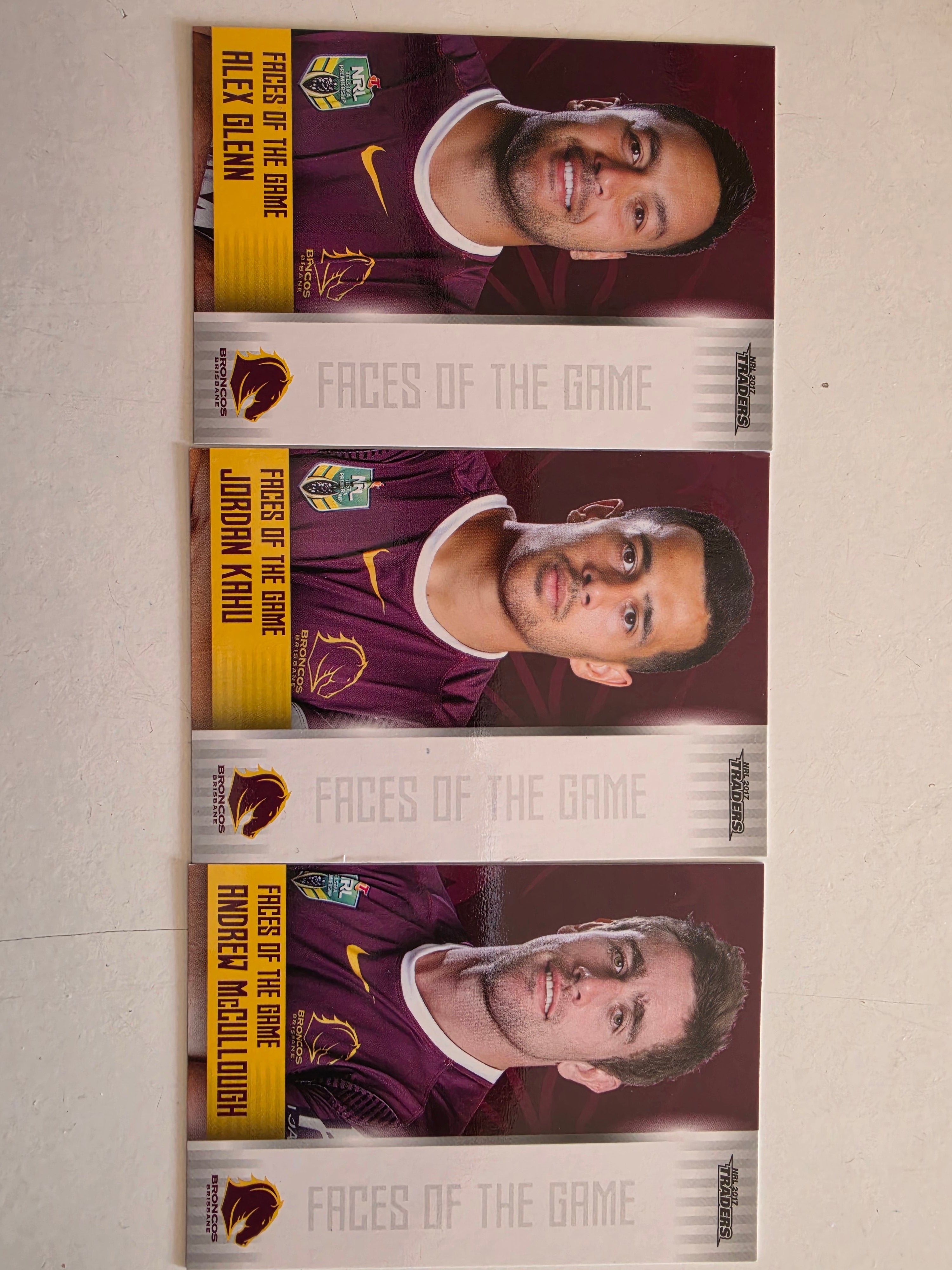 NRL 2017 Traders | Faces of the Game Team Set (3 Cards) Brisbane Broncos