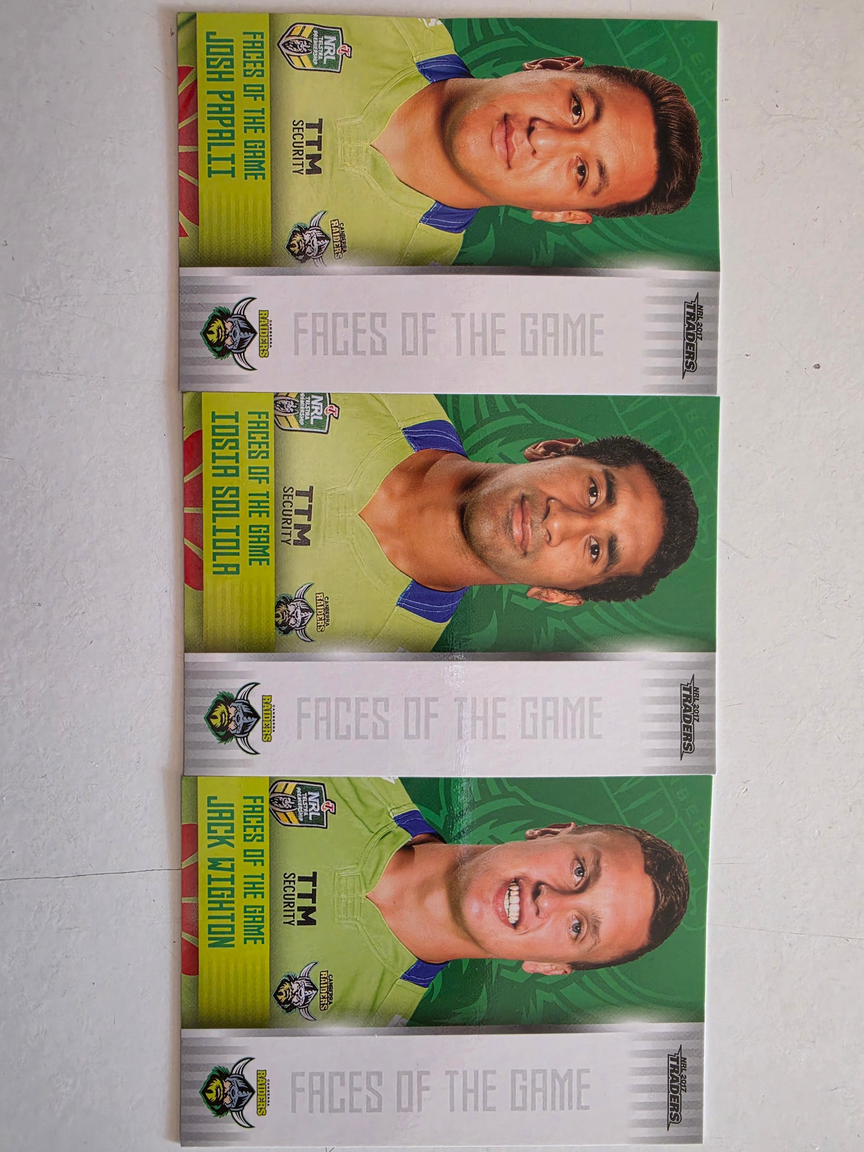 NRL 2017 Traders | Faces of the Game Team Set (3 Cards) Canberra Raiders