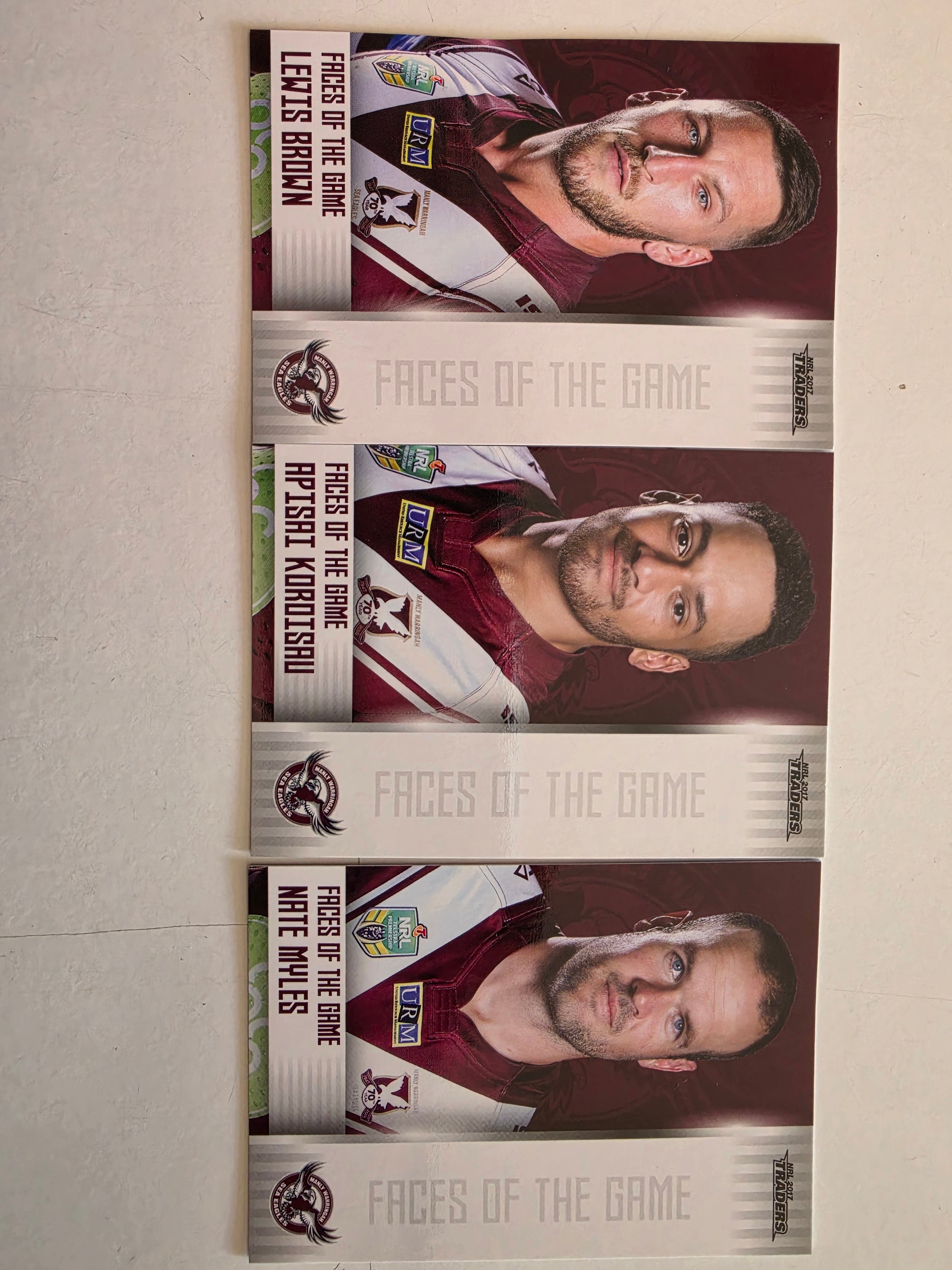 NRL 2017 Traders | Faces of the Game Team Set (3 Cards) Manly Warringah Sea Eagles