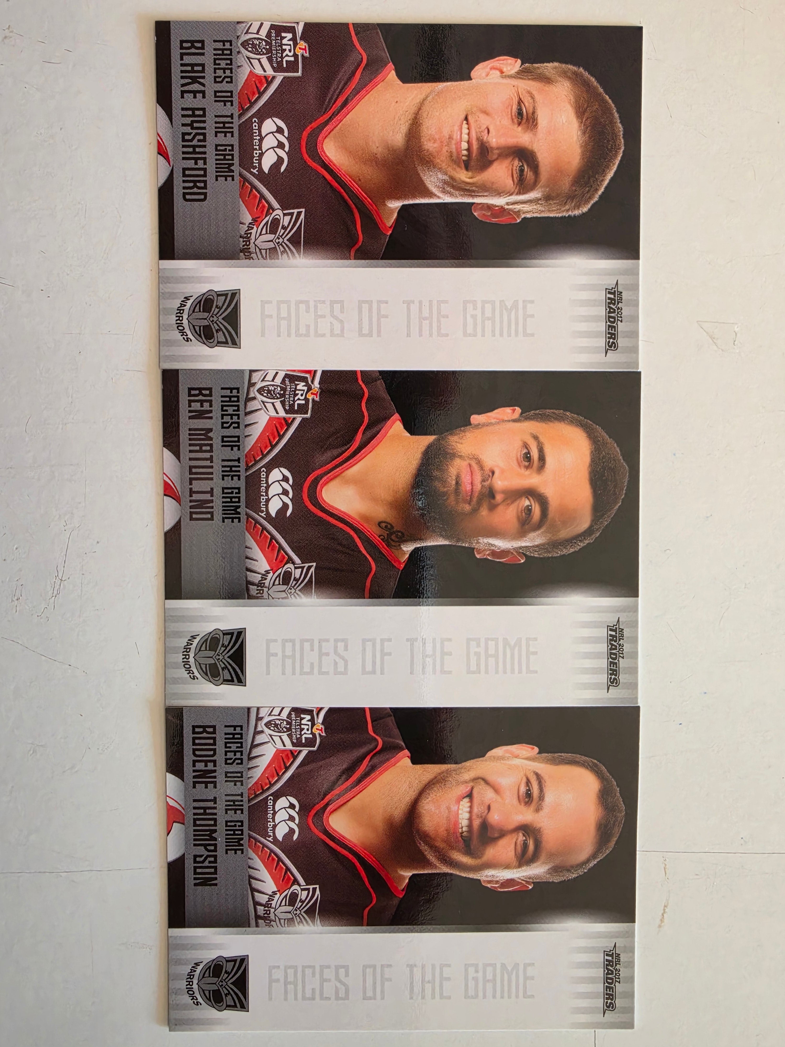 NRL 2017 Traders | Faces of the Game Team Set (3 Cards) New Zealand Warriors