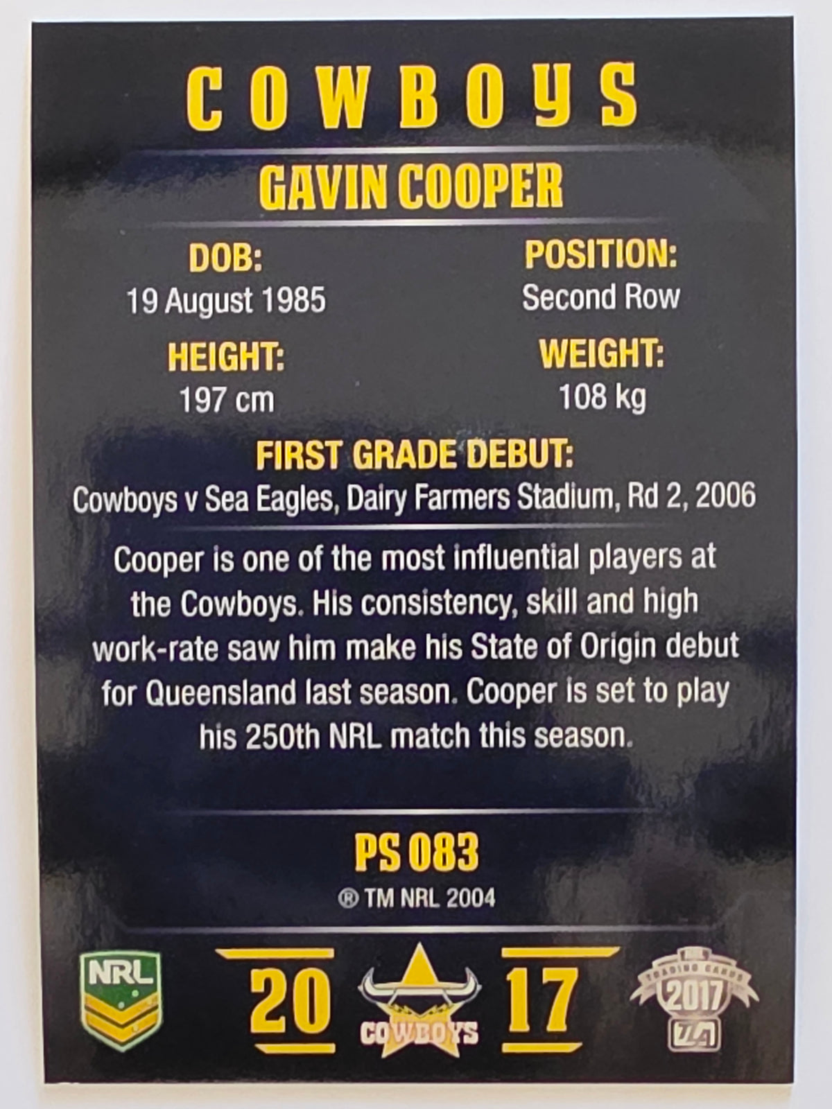 NRL 2017 Traders | Pearl Special #083 | Gavin Cooper | North Queensland Cowboys