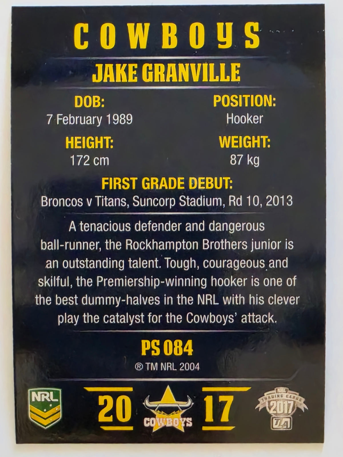 NRL 2017 Traders | Pearl Special #084 | Jake Granville | North Queensland Cowboys