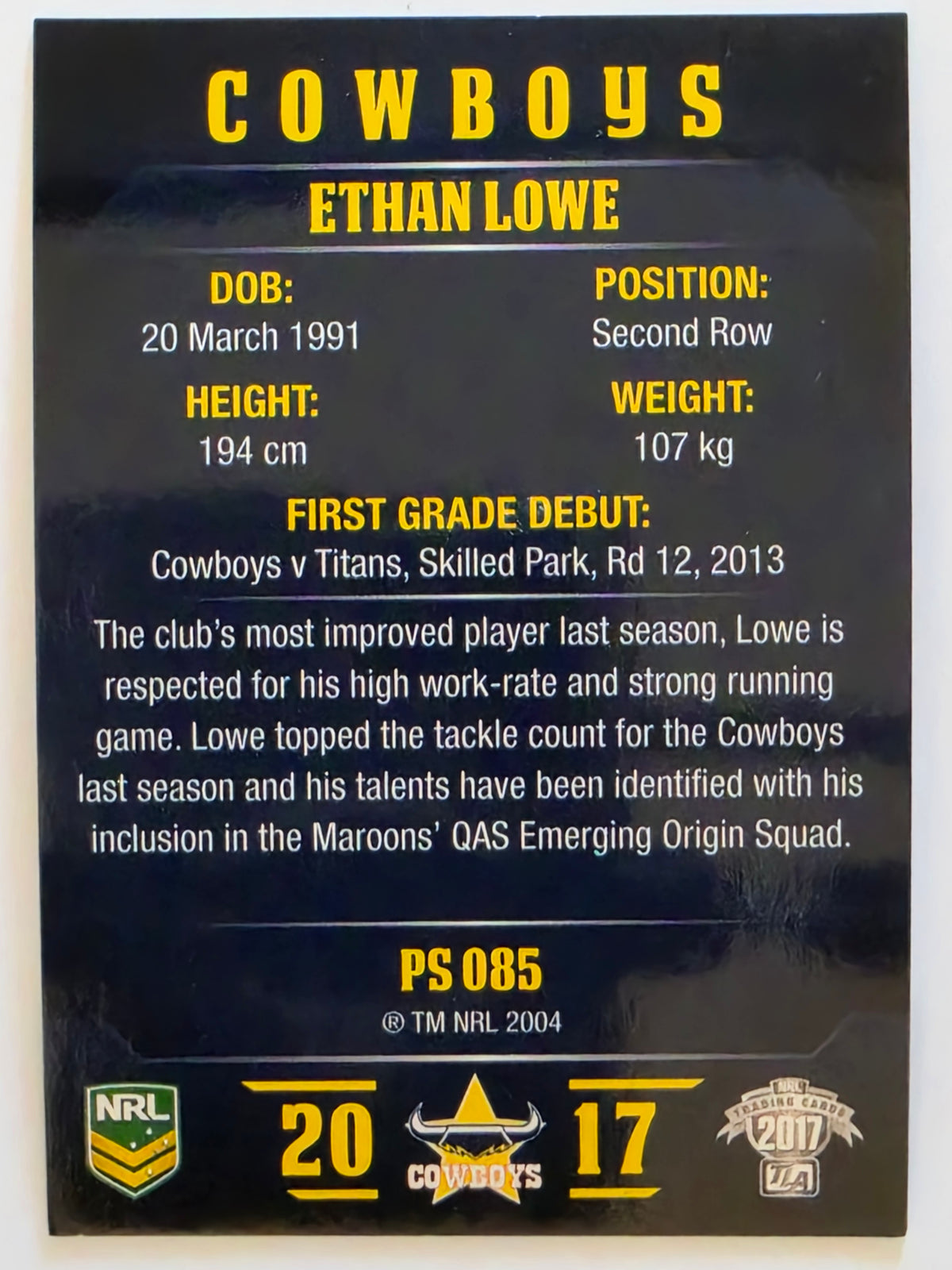 NRL 2017 Traders | Pearl Special #085 | Ethan Lowe | North Queensland Cowboys