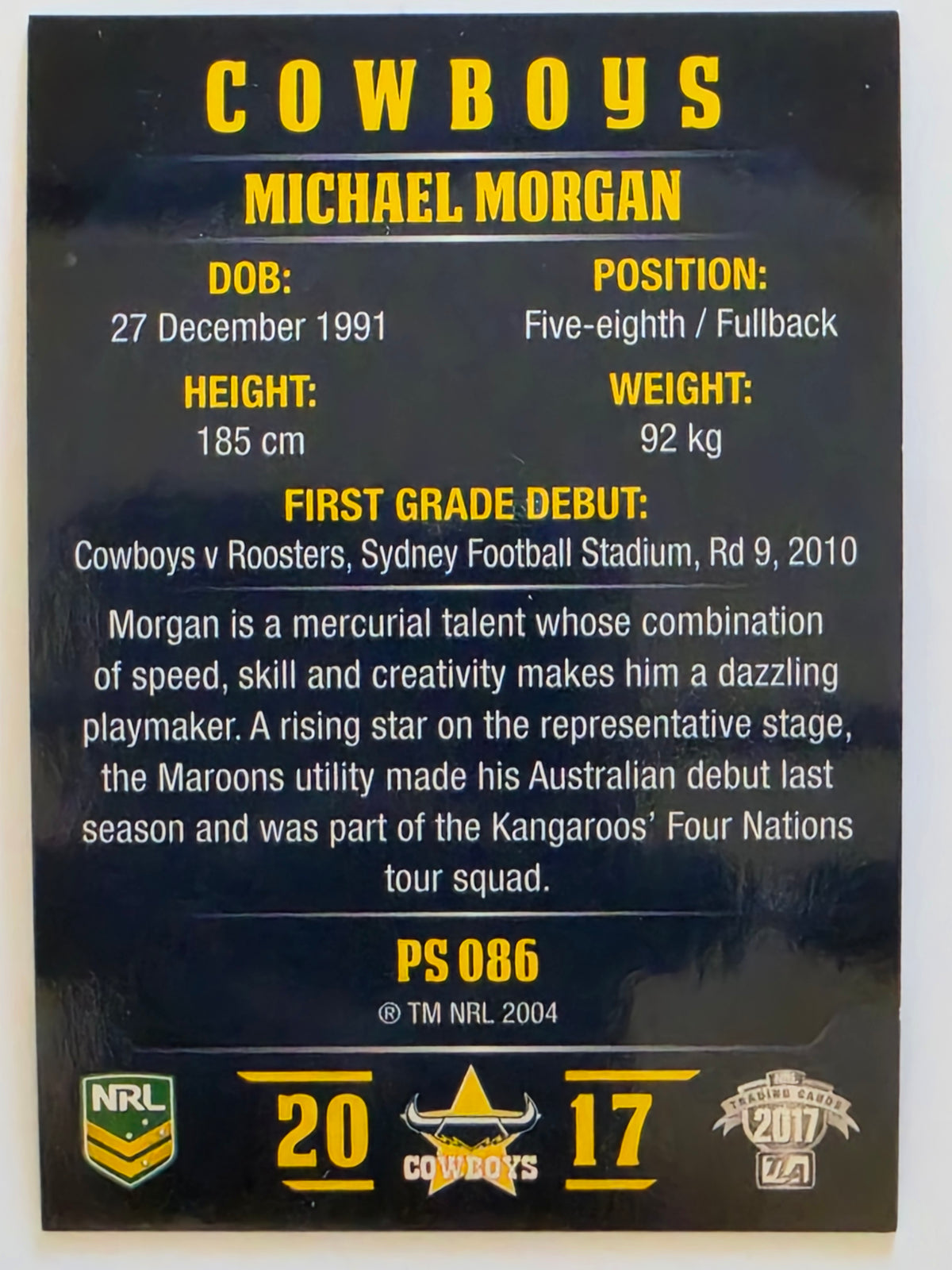 NRL 2017 Traders | Pearl Special #086 | Michael Morgan | North Queensland Cowboys