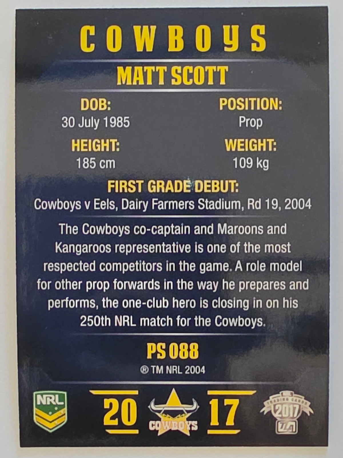 NRL 2017 Traders | Pearl Special #088 | Matt Scott | North Queensland Cowboys