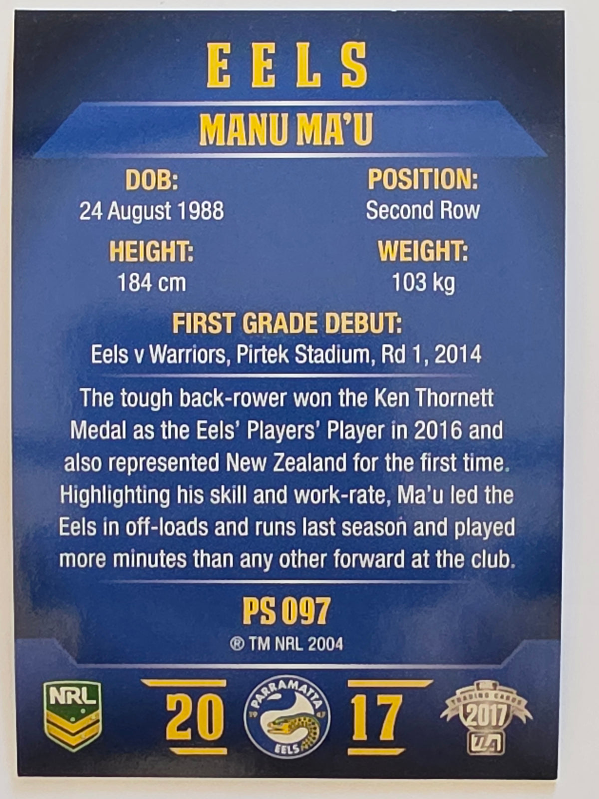 NRL 2017 Traders | Pearl Special #097 | Manu Ma’u | Parramatta Eels