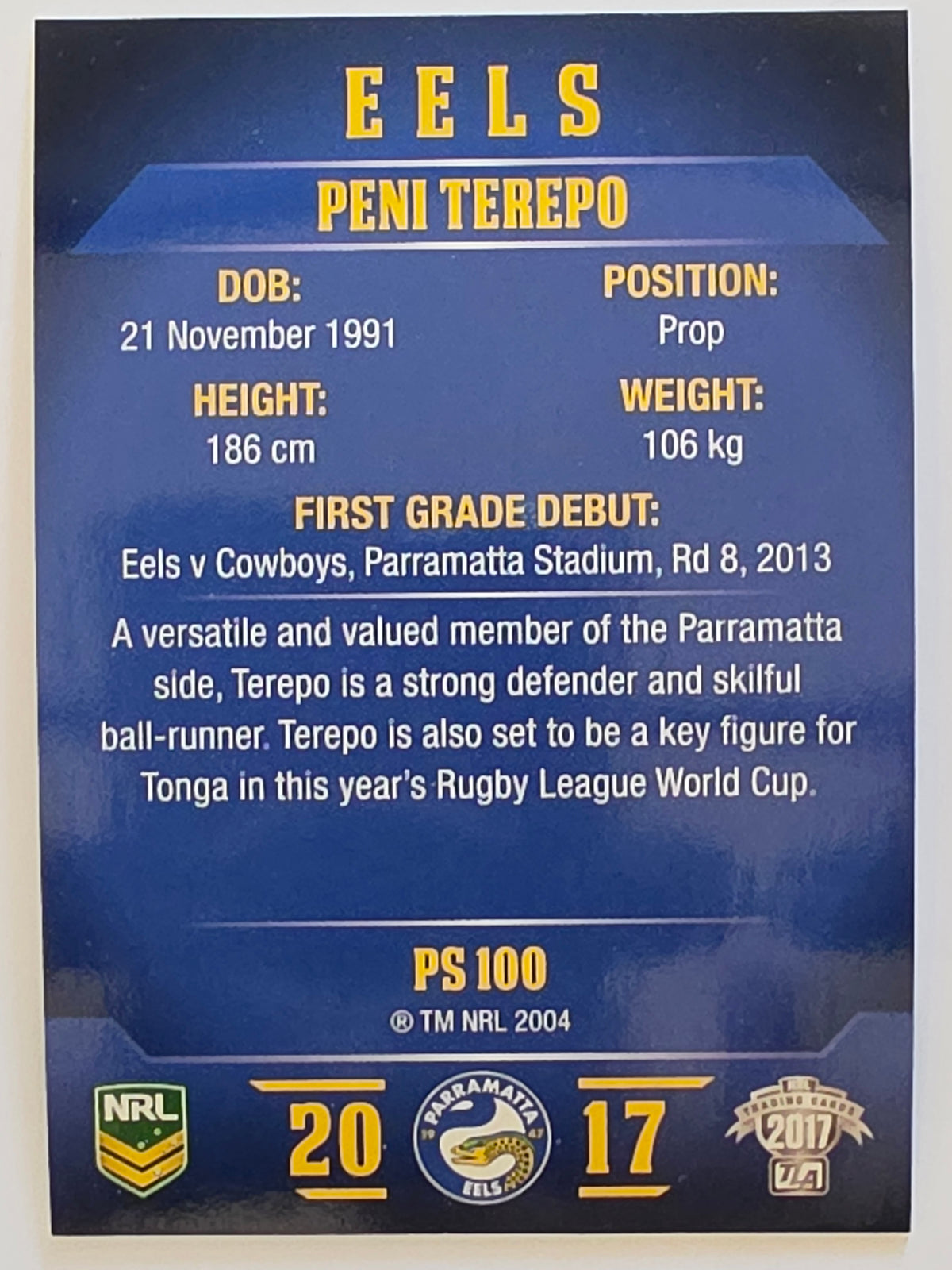 NRL 2017 Traders | Pearl Special #100 | Peni Terepo | Parramatta Eels