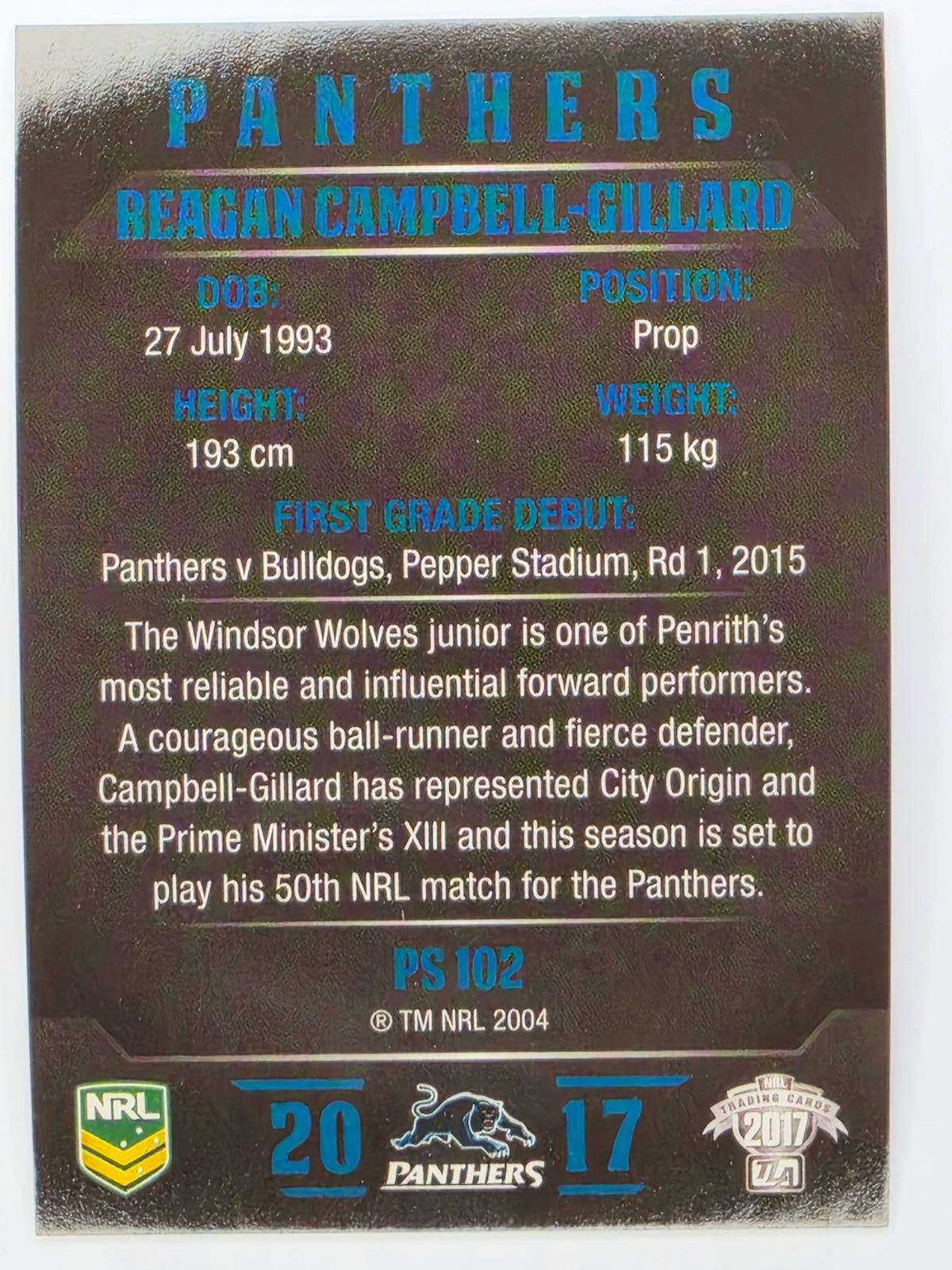 NRL 2017 Traders | Pearl Special #102 | Reagan Campbell-Gillard | Penrith Panthers