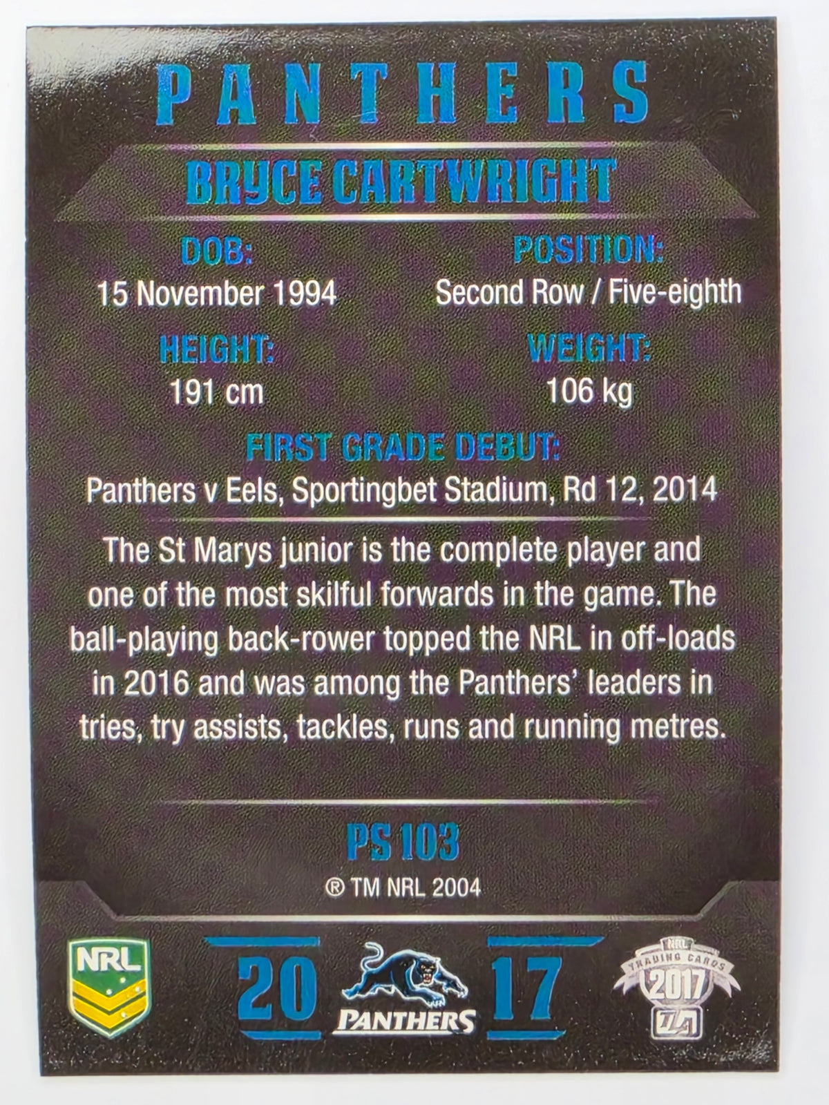 NRL 2017 Traders | Pearl Special #103 | Bryce Cartwright | Penrith Panthers