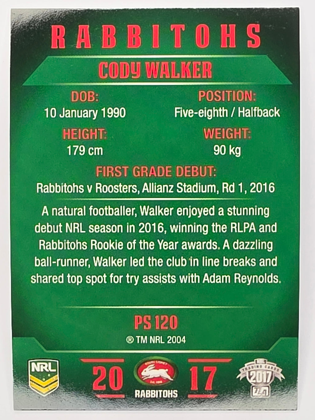 NRL 2017 Traders | Pearl Special #120 | Cody Walker | South Sydney Rabbitohs
