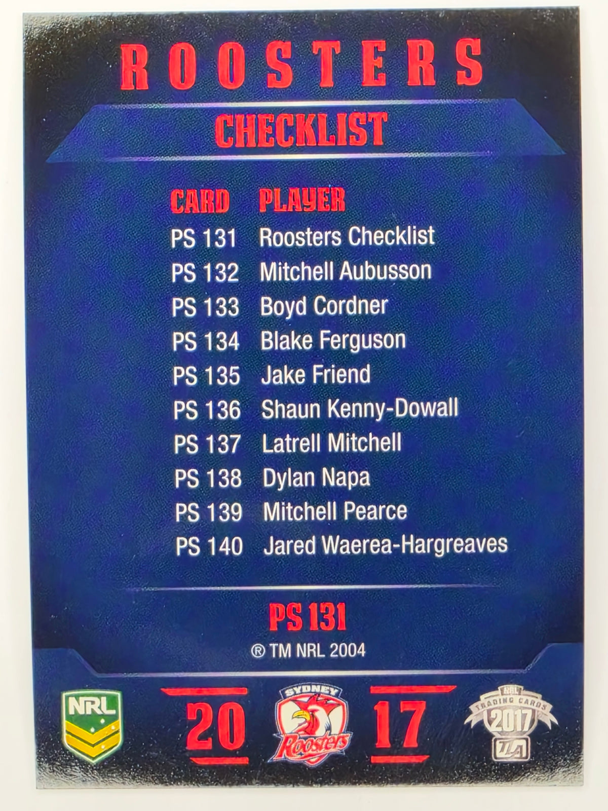 NRL 2017 Traders | Pearl Special #131 | Roosters Checklist | Sydney Roosters