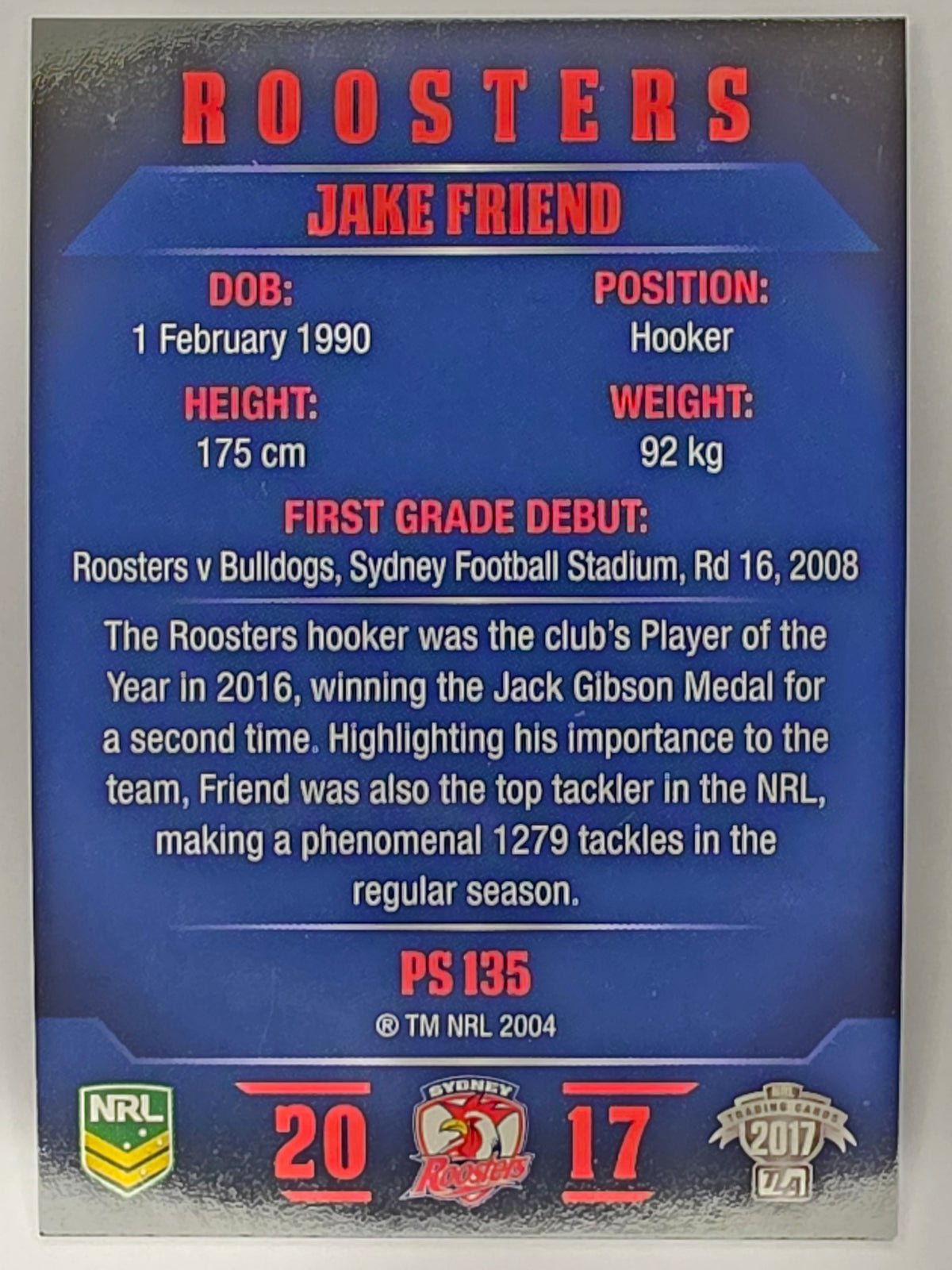 NRL 2017 Traders | Pearl Special #135 | Jake Friend | Sydney Roosters