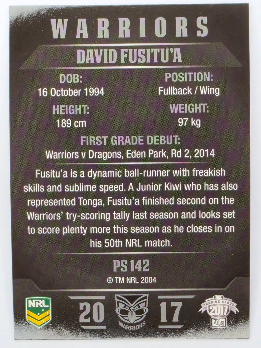 NRL 2017 Traders | Pearl Special #142 | David Fusitu’a | Warriors