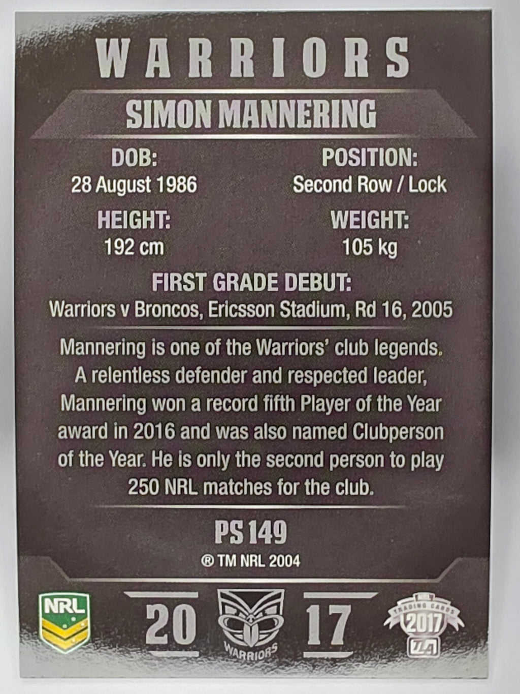 NRL 2017 Traders | Pearl Special #149 | Simon Mannering | Warriors